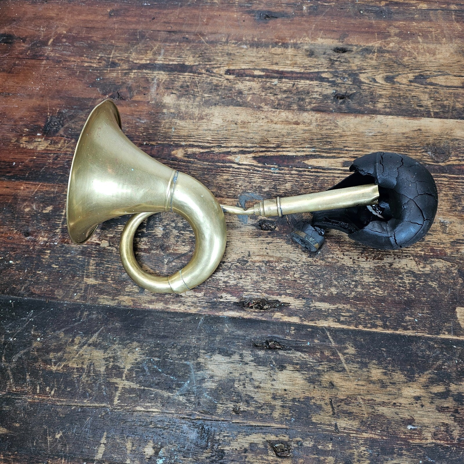 Antique Brass Car Horn Wall Decor