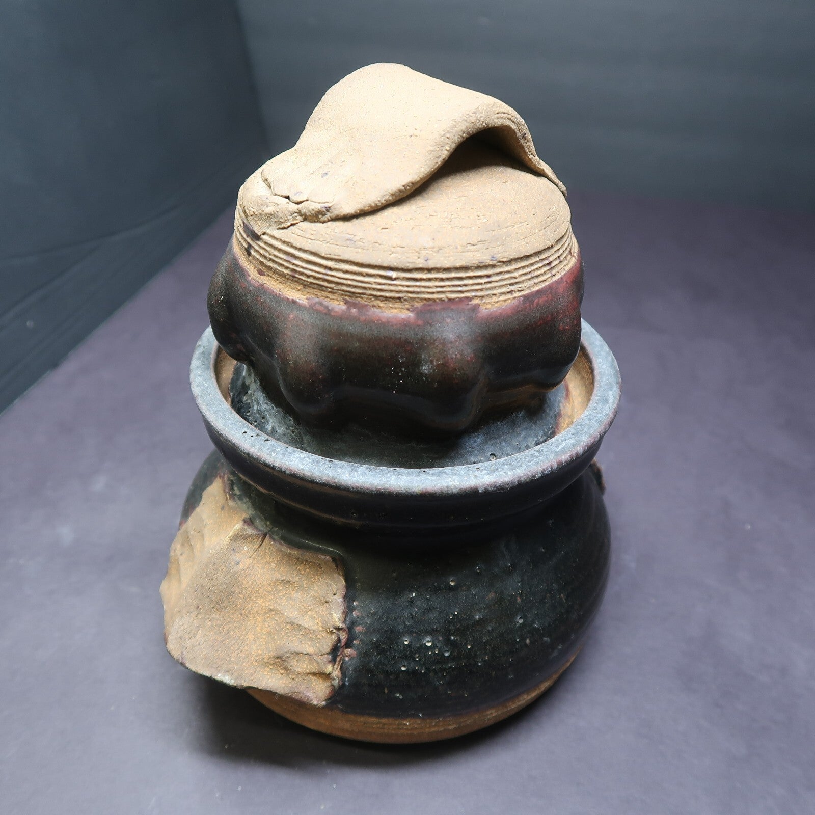 Handcrafted Black Clay Pot Signed By Artist