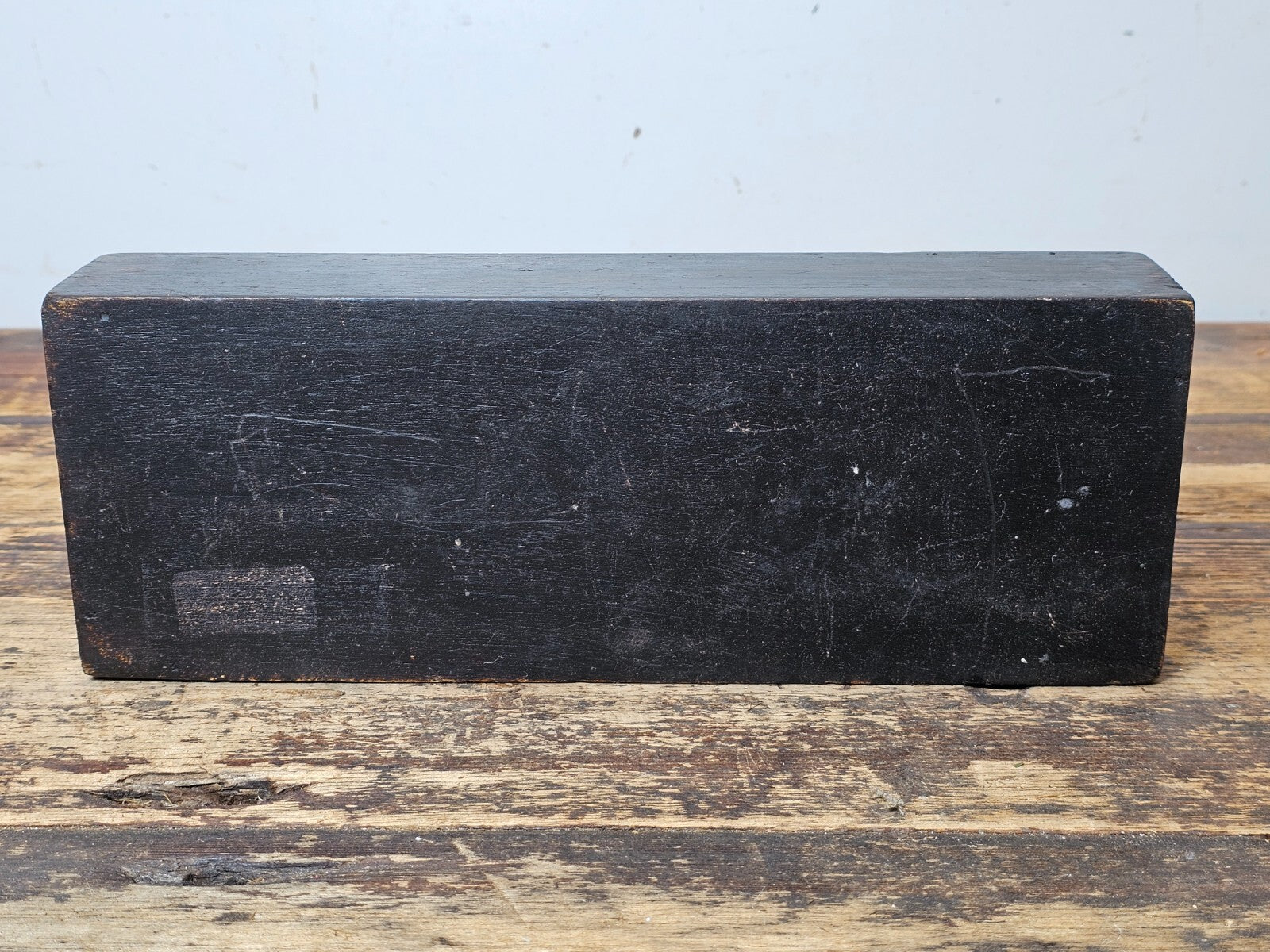 Vintage Wooden Black Painted Desk Organizer /Card Holder