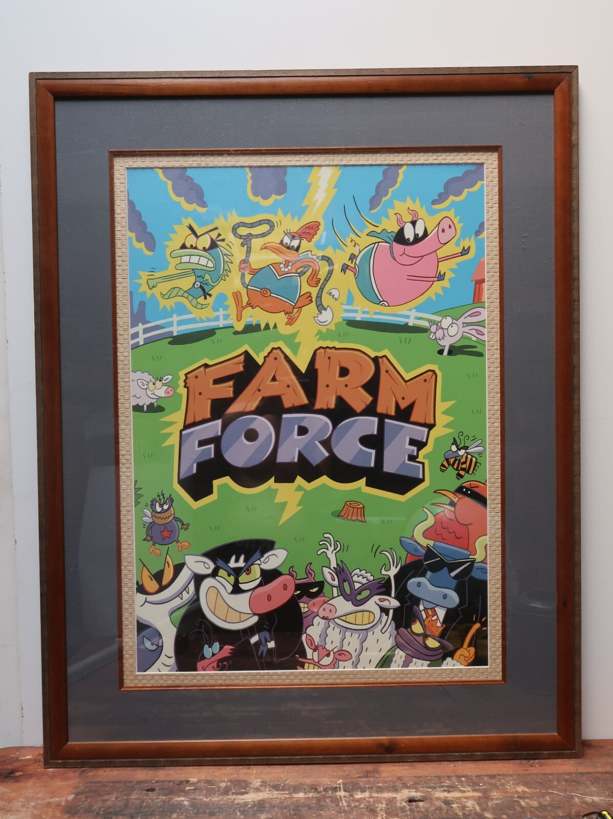 Farm Force 2005 Nickelodeon TV Animation Poster In Large Wood Frame 38" x 48"