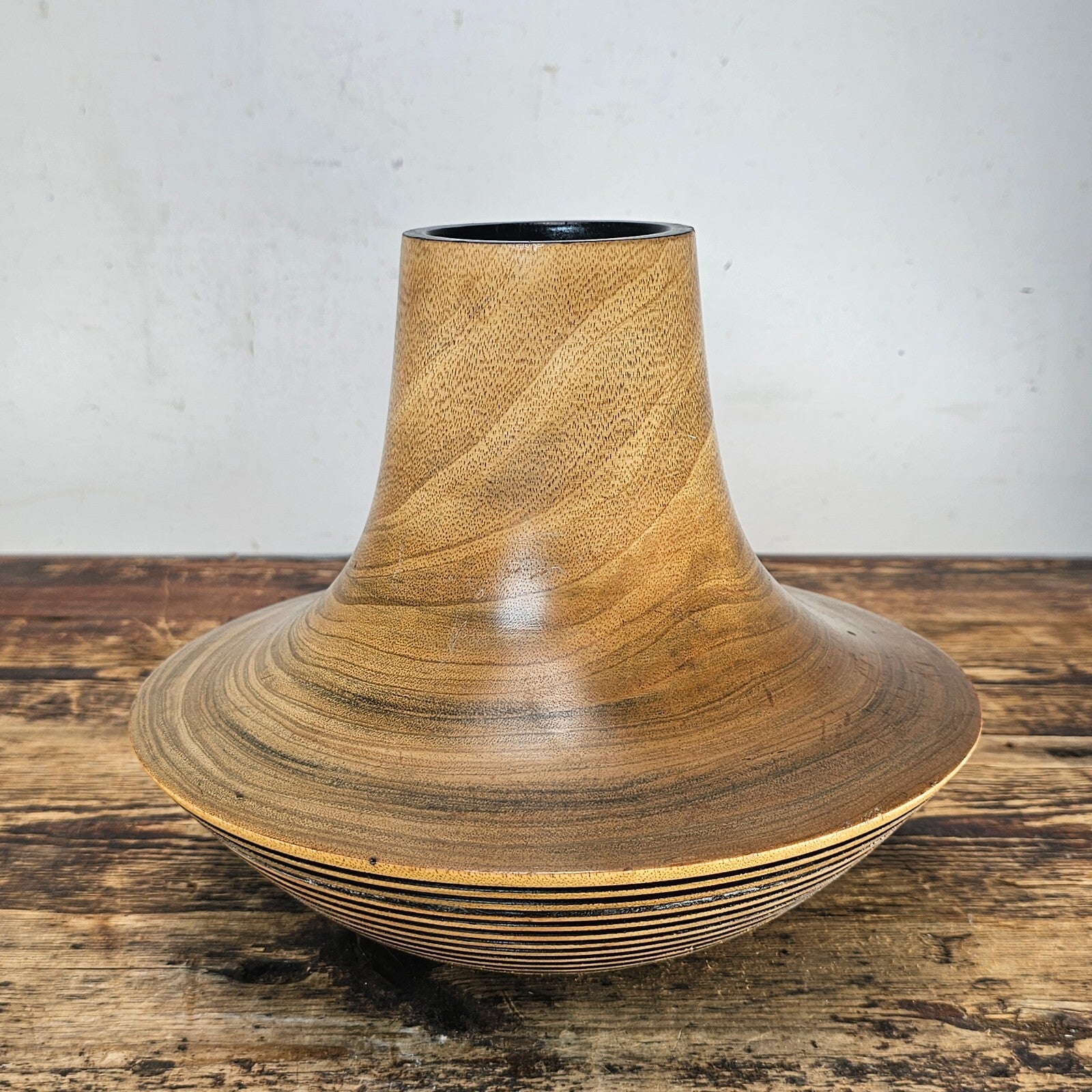Handcrafted Thai Wooden Vase - Natural Beauty with Ebony Accents
