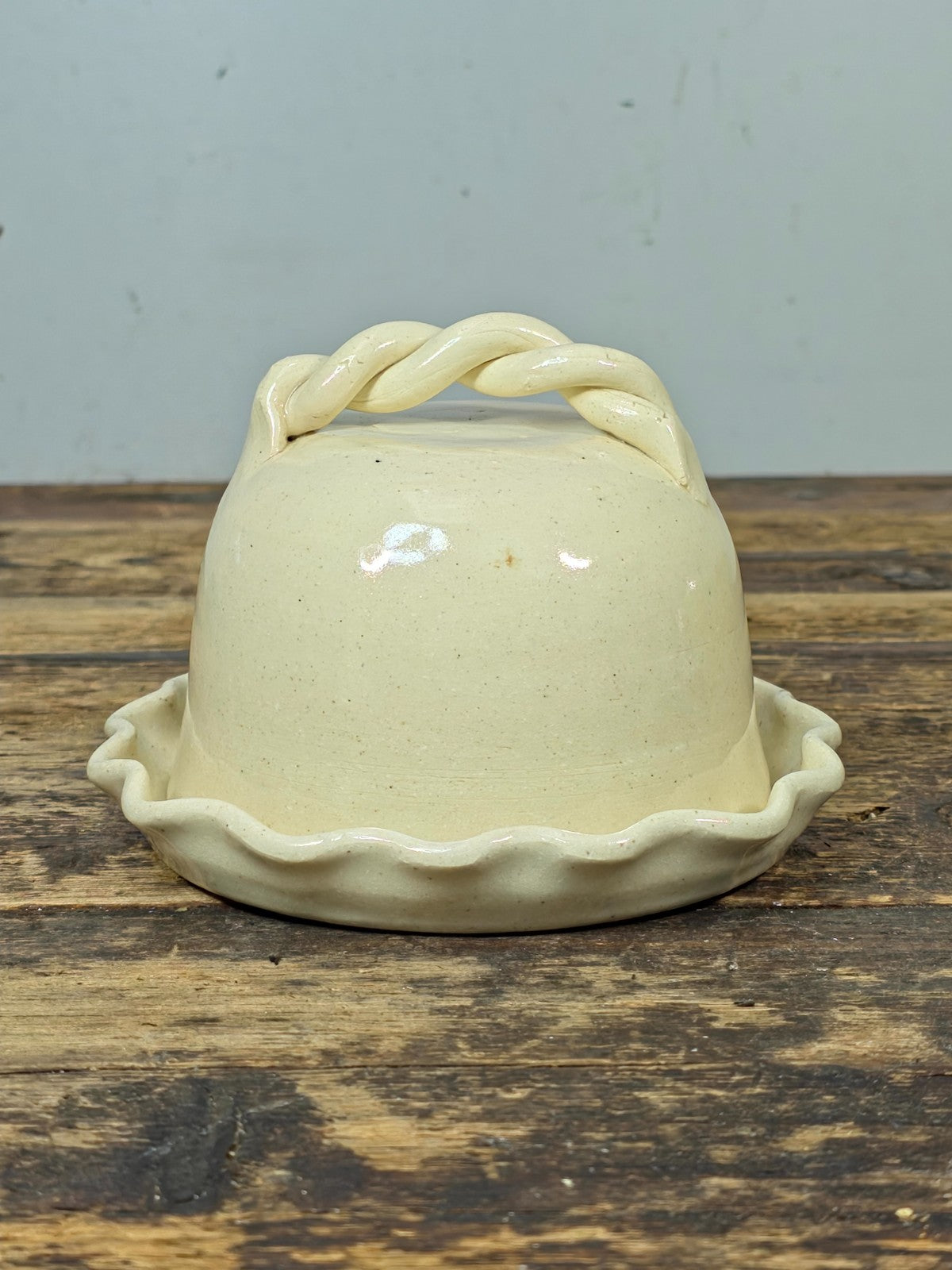 Handmade John Garrou Pottery Butter Dish Dome Old Fort NC Signed 1986
