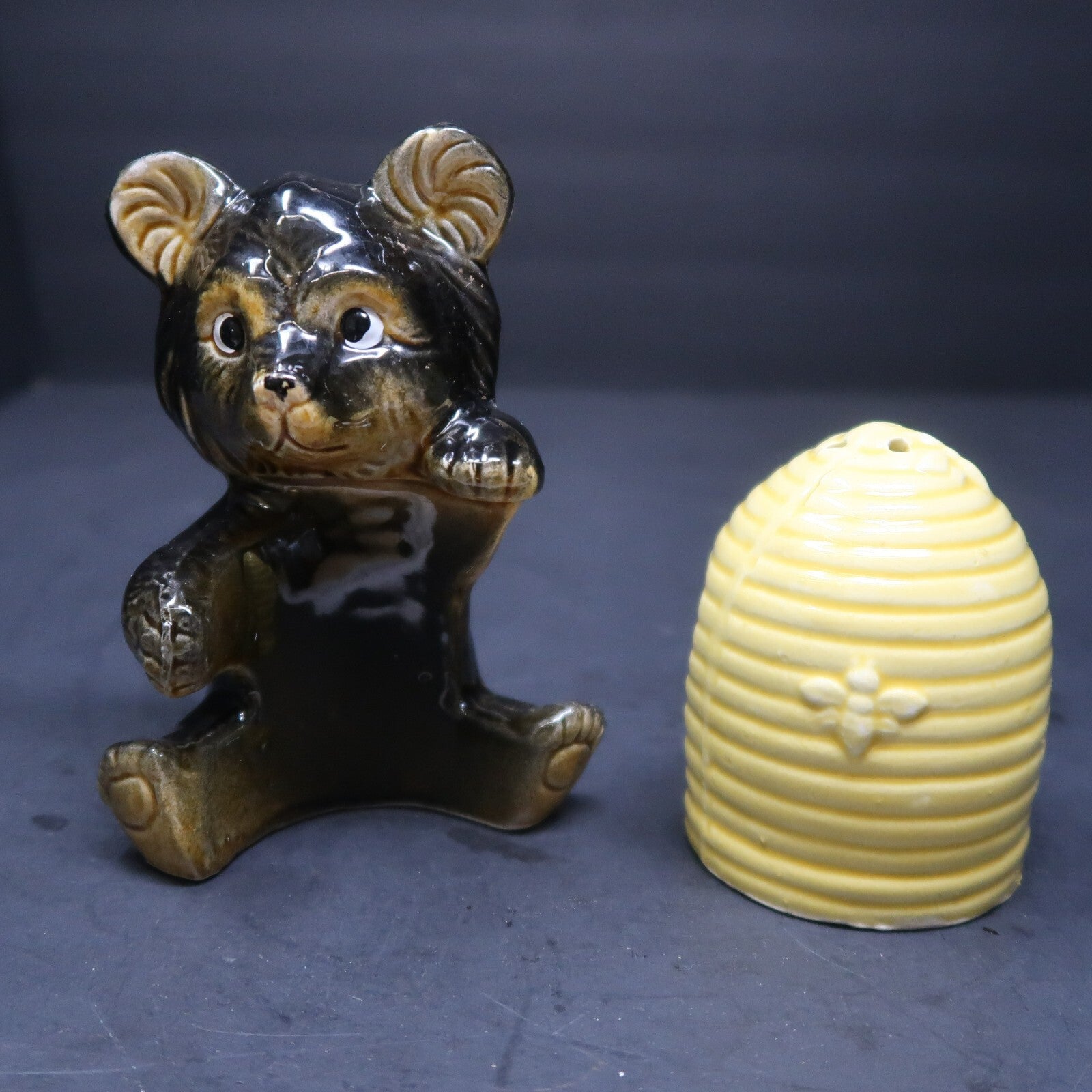 Vintage JC Penny Bear & Beehive Salt & Pepper Shaker Set