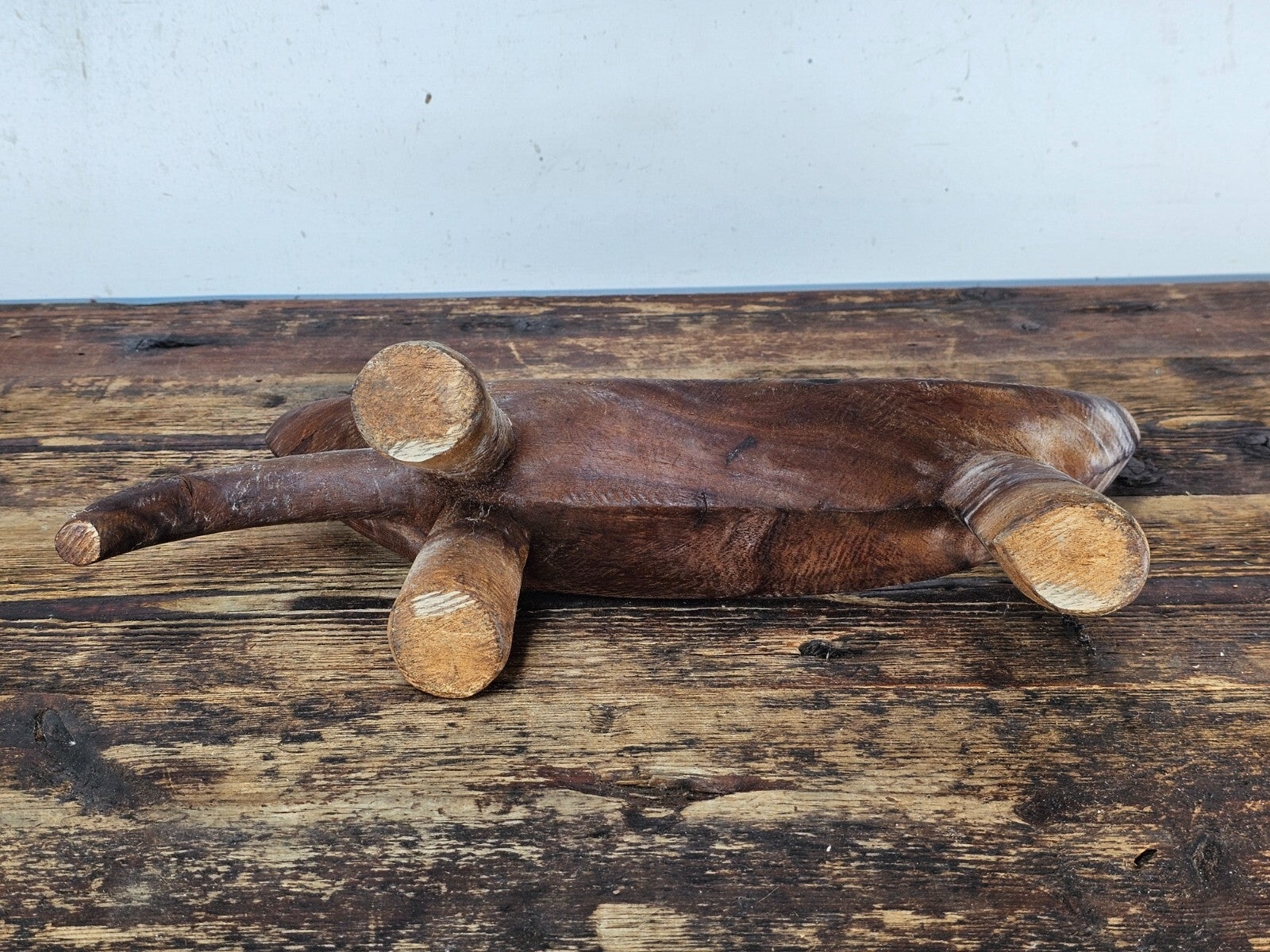 South Sudanese Dinka Tribal Hand-Carved Wooden Neck Rest Headrest 14.5"L