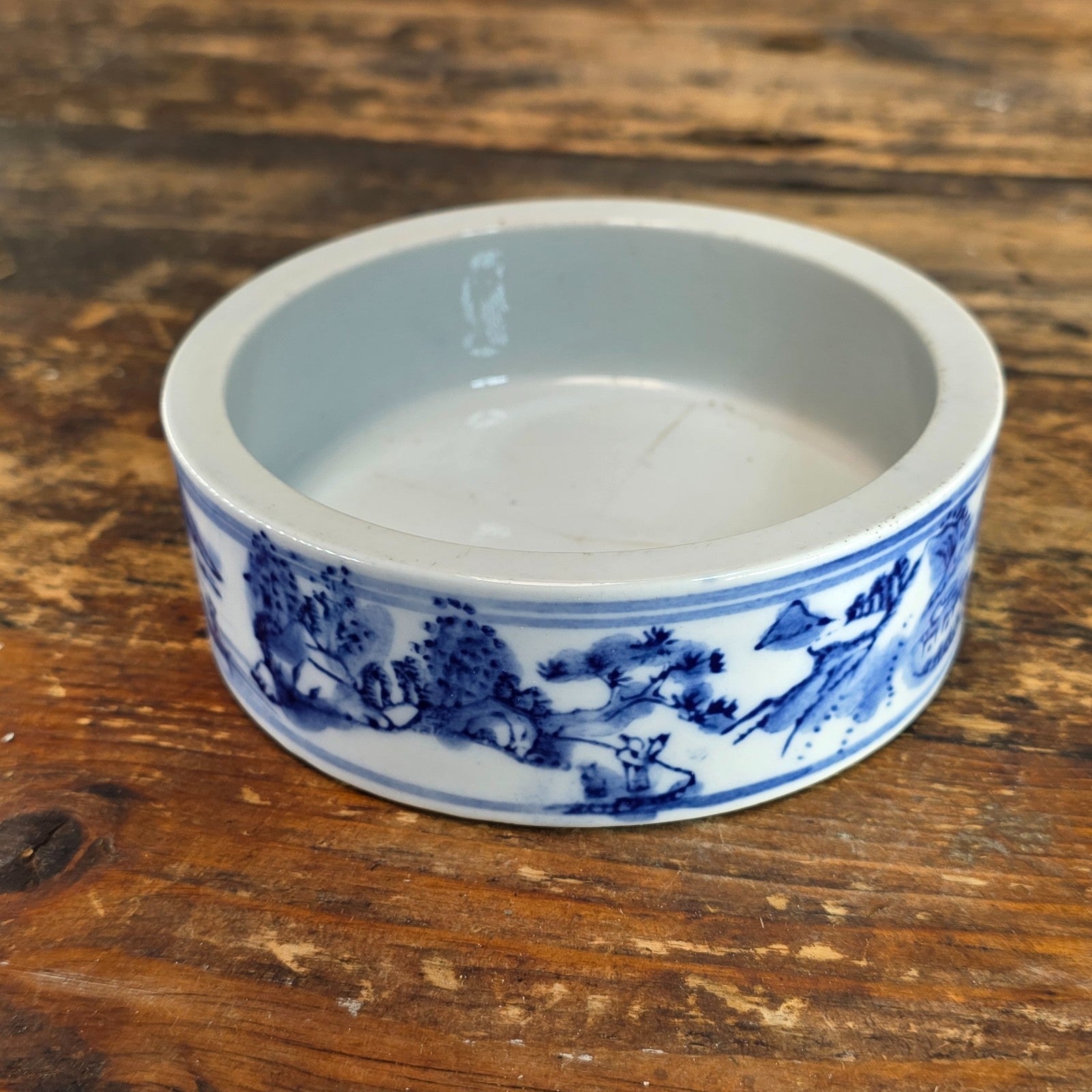 Vintage Chinese Porcelain Brush Washer / Narcissus Planter / Wine Coaster