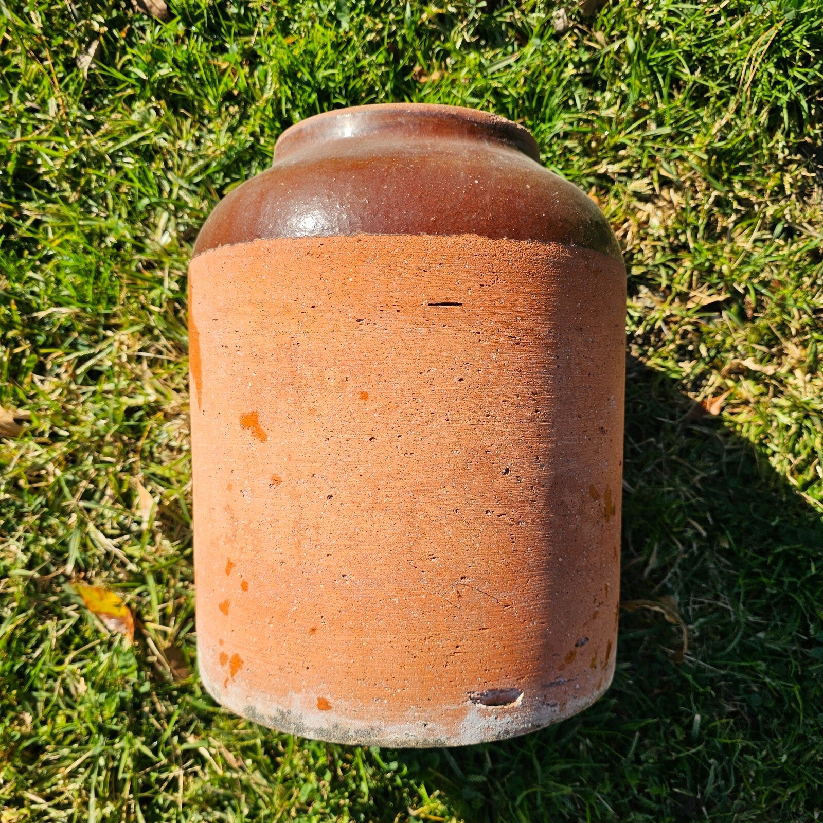 Rustic Clay Water Jug Flower Planter Pot Weathered 11" Dia x 13" H