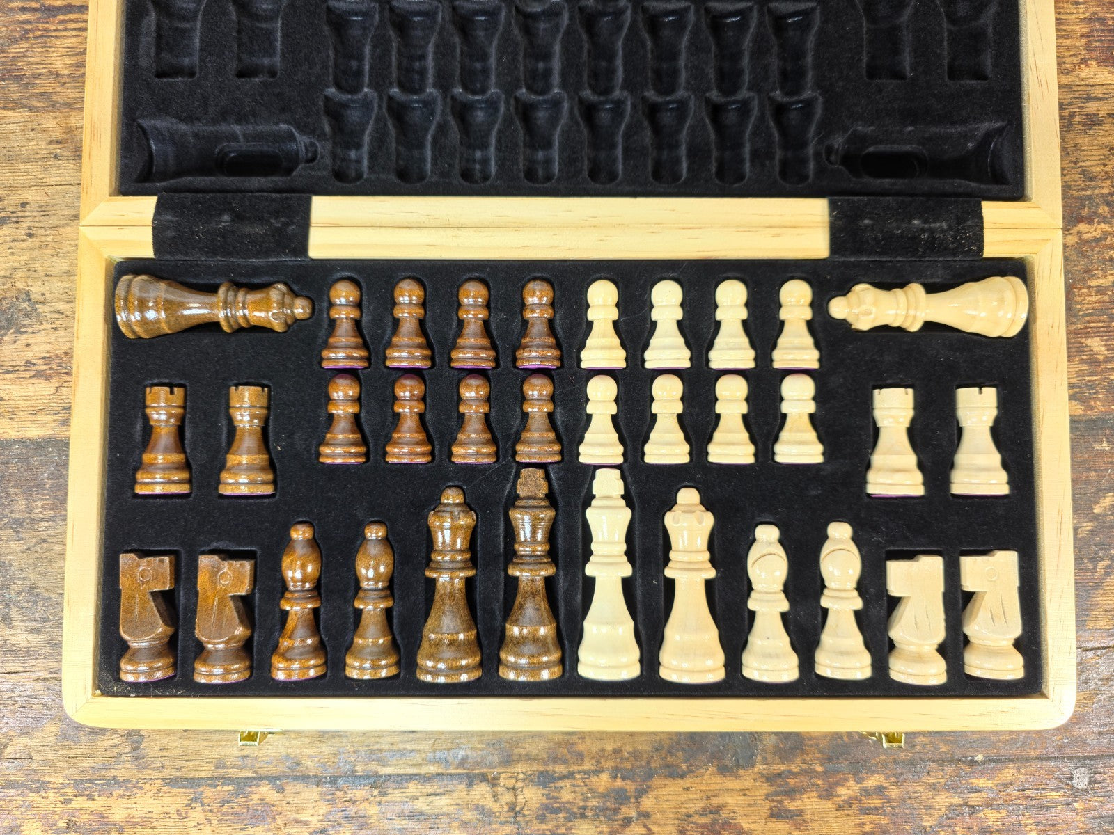Handcrafted Wooden Folding Chess Set | 34 Pieces (Includes Extra Queens)