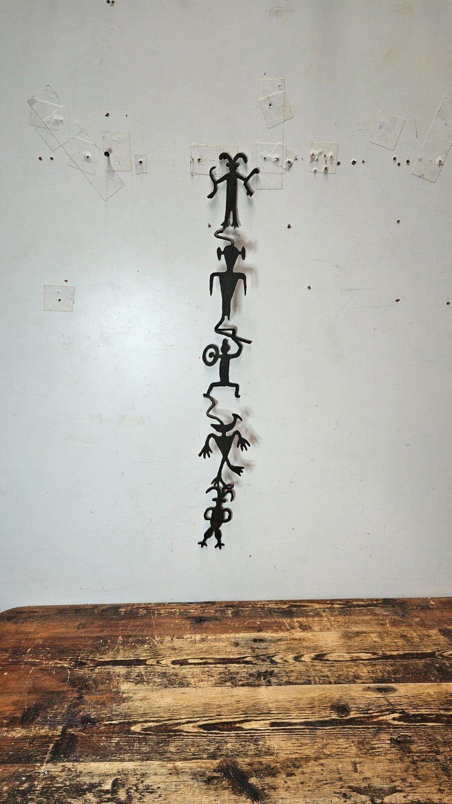 Haitian Metal Art Wall Sculpture "Chain of Spirits" Hand-Hammered 3D Art