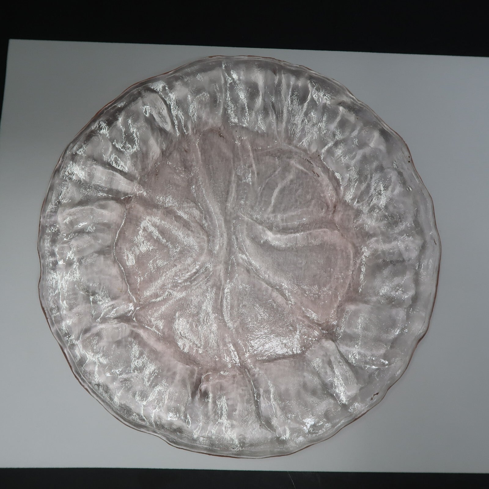 Set of 2 Pink Glass Ice Texture Plates 7.5" x 7.5" (1 lb) each