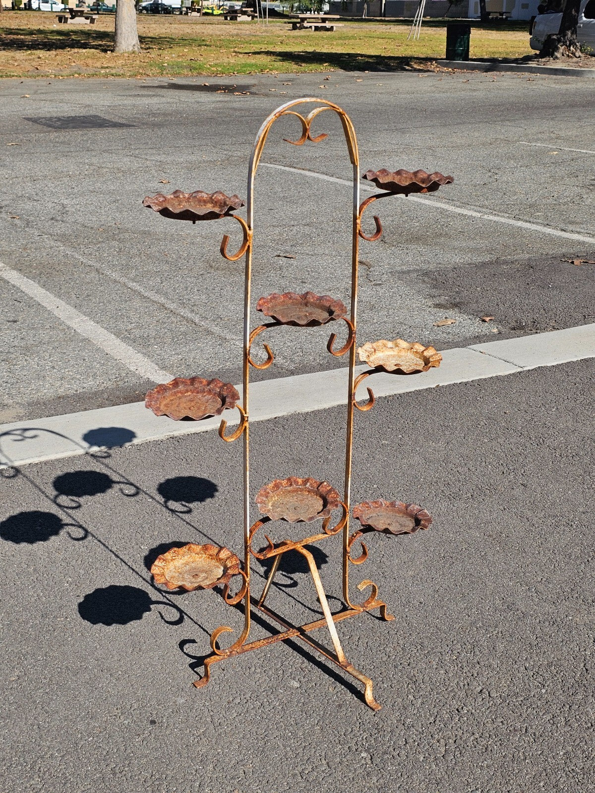 Vintage Rusty Multi Pot Stand 8-Plant Holder Stand 38"H
