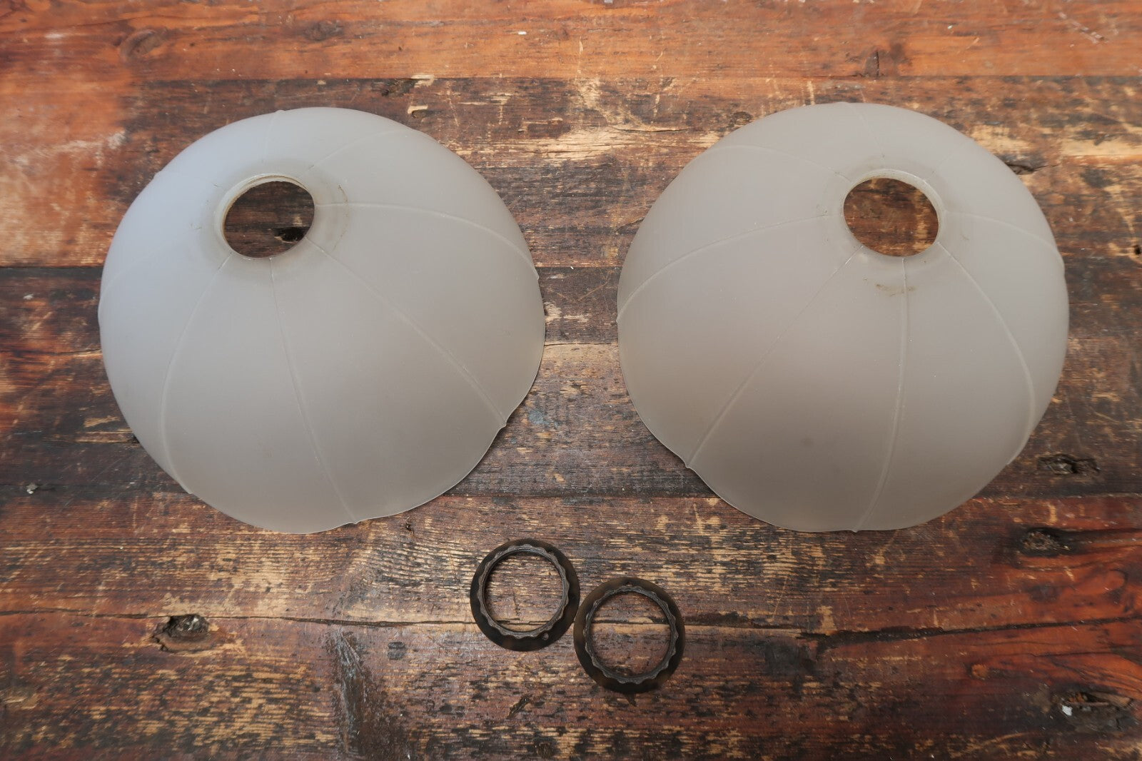 2 Light Brass Light Fixture With Frosted White Glass Lamp Shades Made In Spain