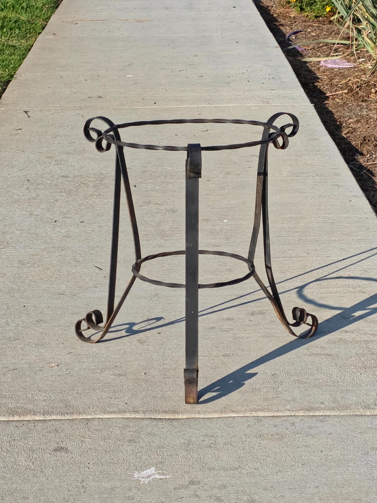 Vintage Spanish Revival Plant Stand 19" Mid-Century Twisted Iron Planter Holder