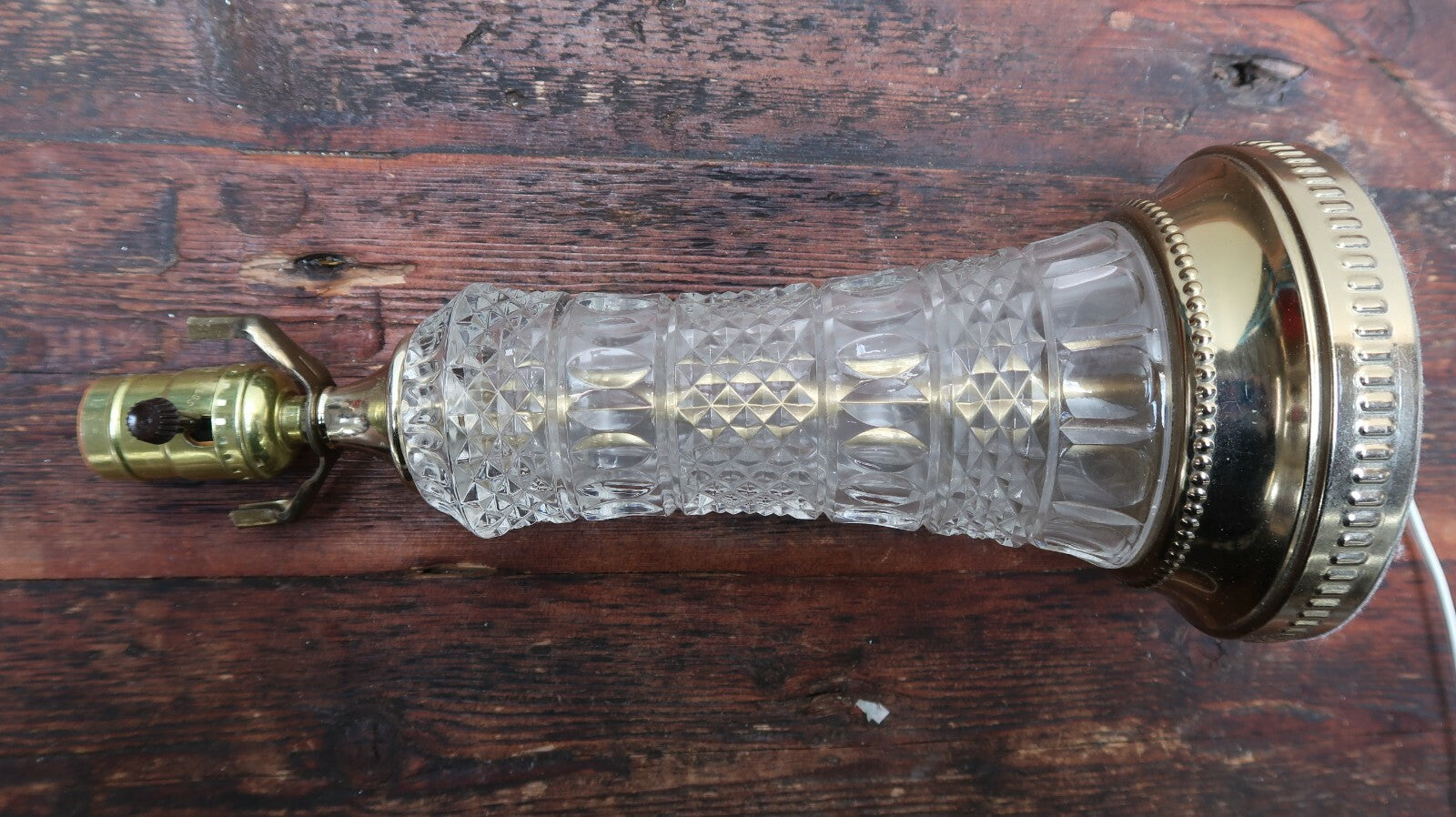 Vintage Cut Crystal Glass Table Lamp 5.5" x 5.5" x H20"