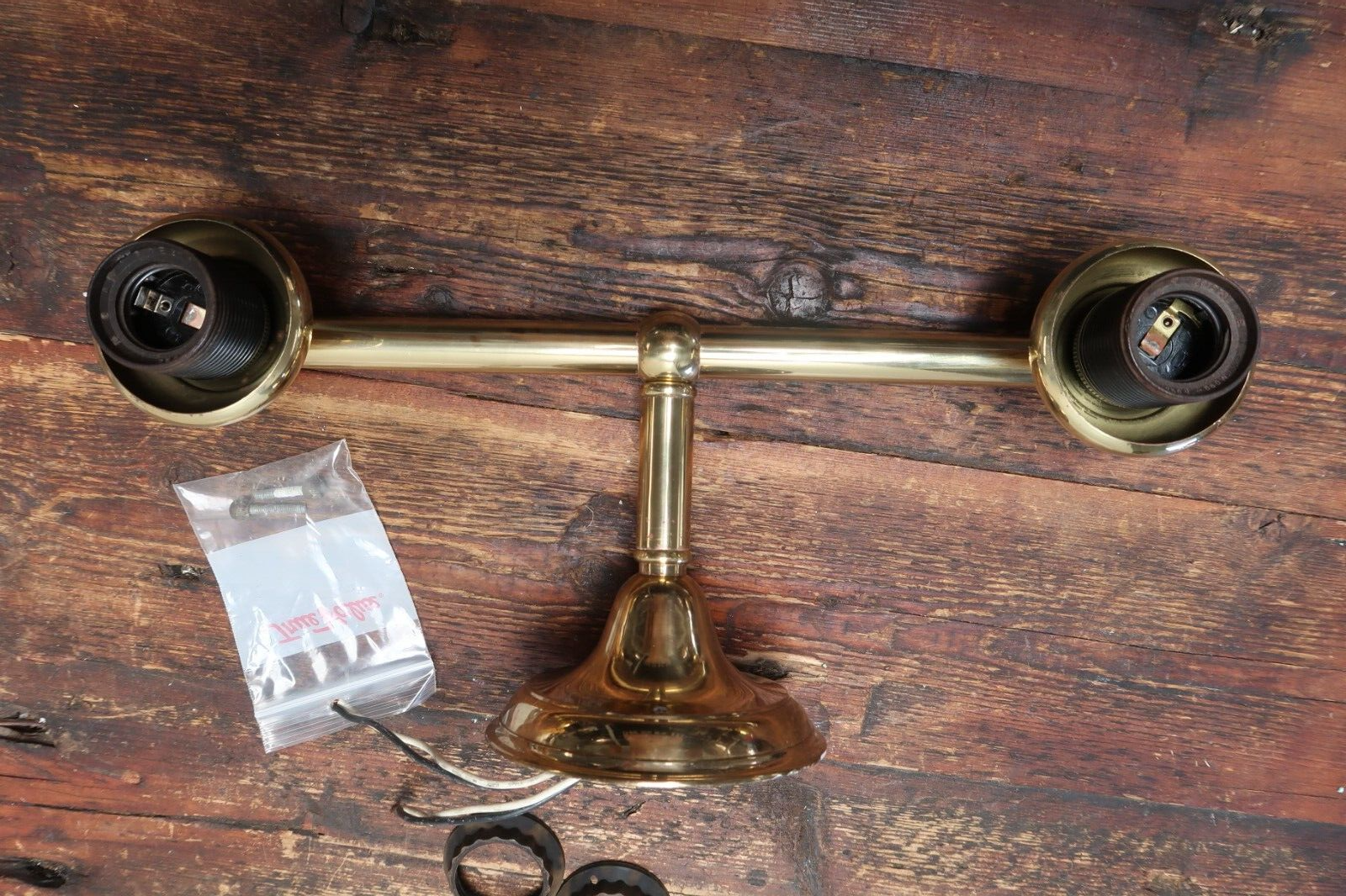2 Light Brass Light Fixture With Frosted White Glass Lamp Shades Made In Spain