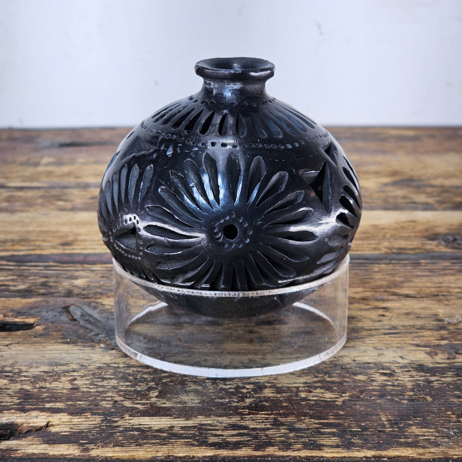 Vintage Barro Negro Pottery Cut Out Black Mexican Folk Art Oaxaca Mexico