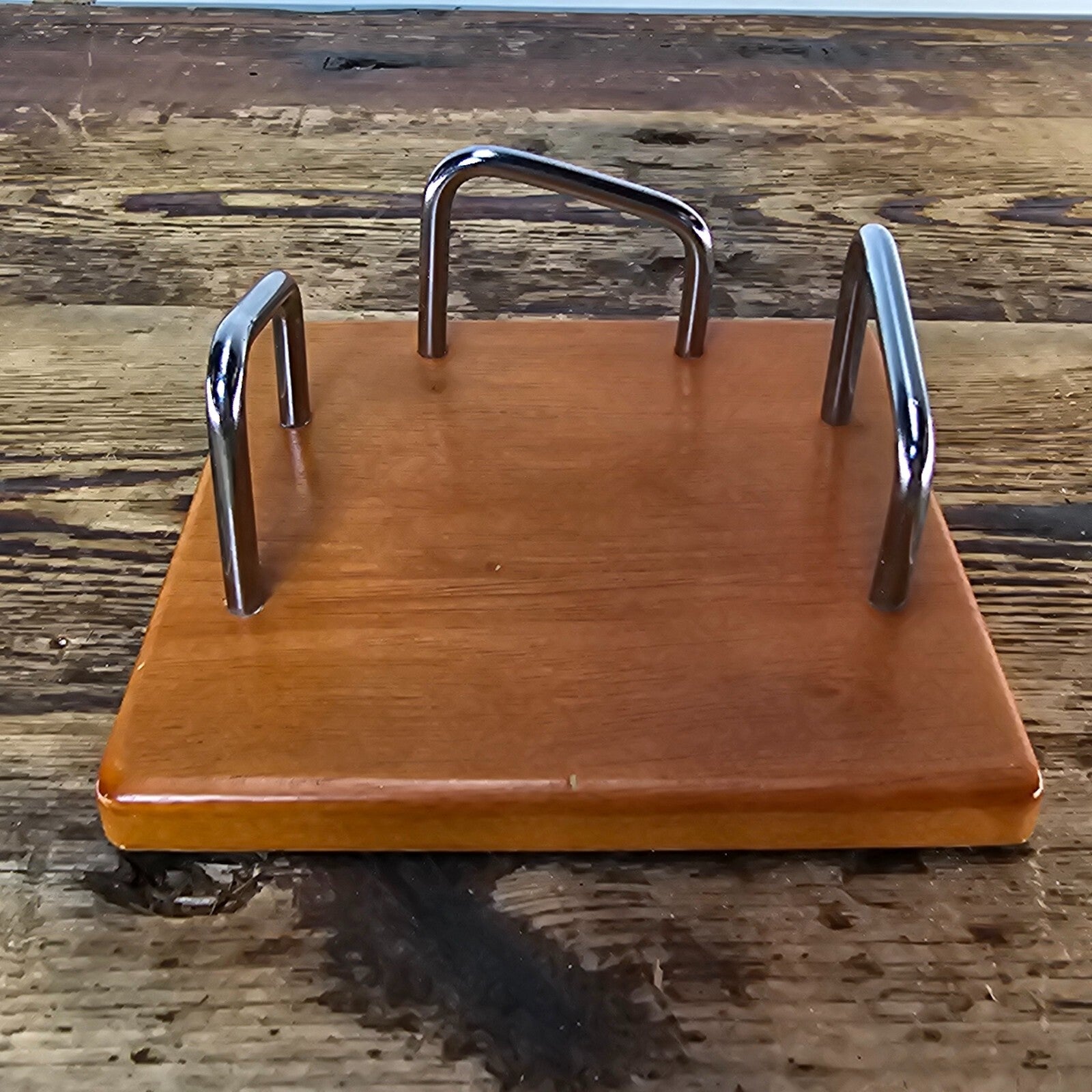 Danish Modern Style Teak Desktop Organizer Set with Chrome Handles