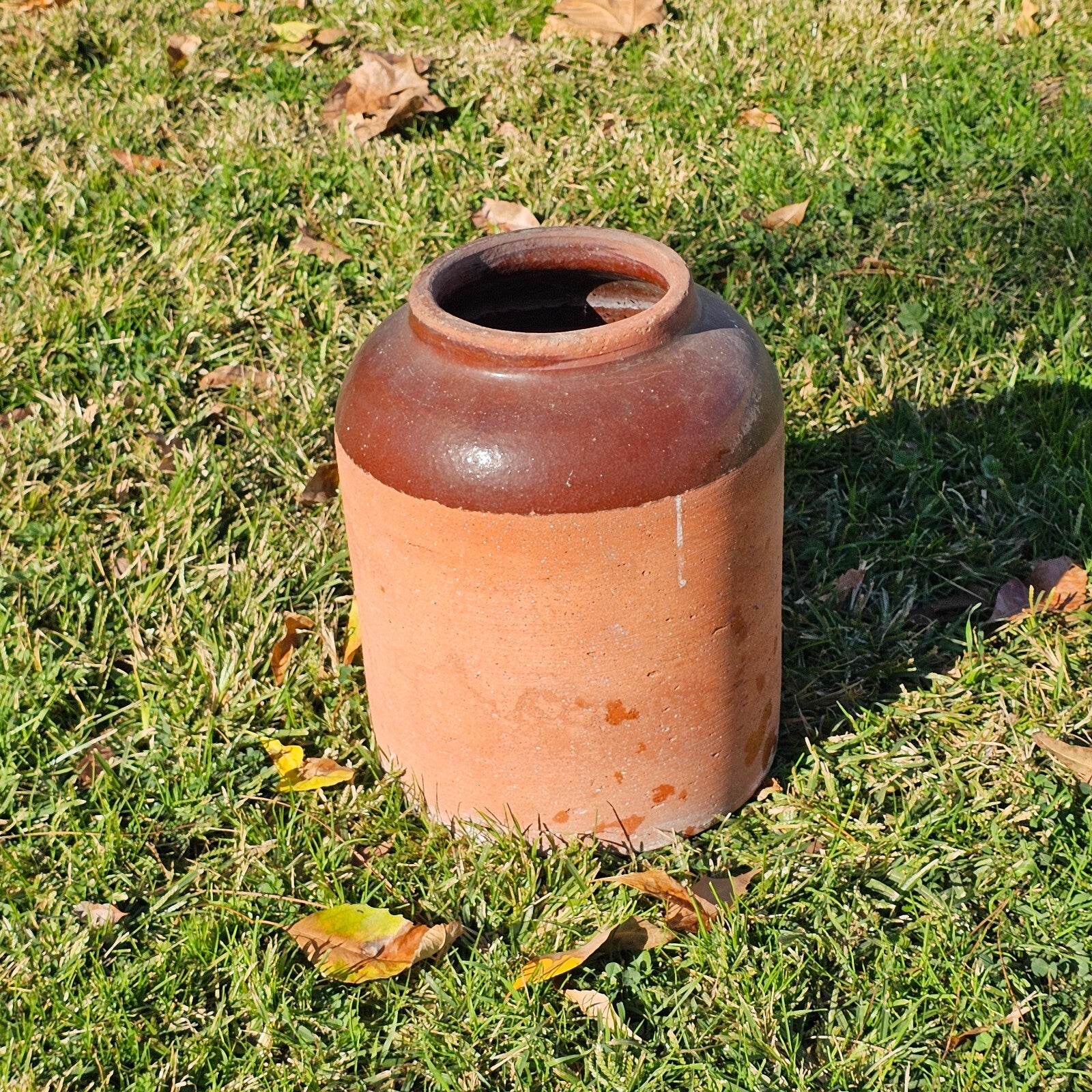 Rustic Clay Water Jug Flower Planter Pot Weathered 11" Dia x 13" H