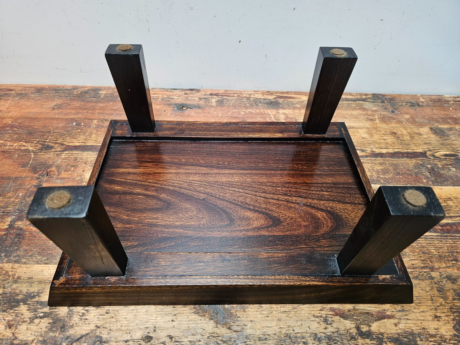 Vintage Japanese Hinoki Wooden Zen Table 13"W × 11.75"D × 4.25"H (3.9 lbs)