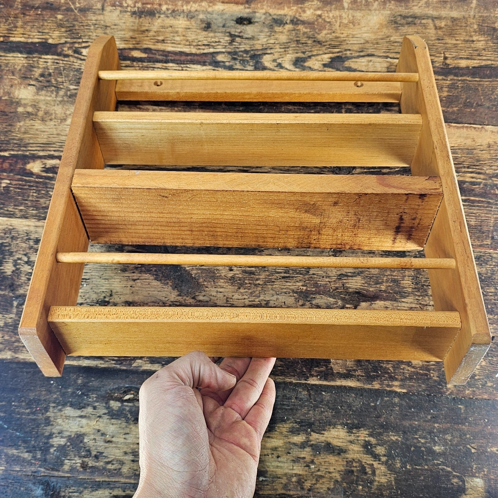 Vintage Rustic Wood Spice Cabinet Rack Wall Mounted 14"H x 12.75"W x 2.75"D