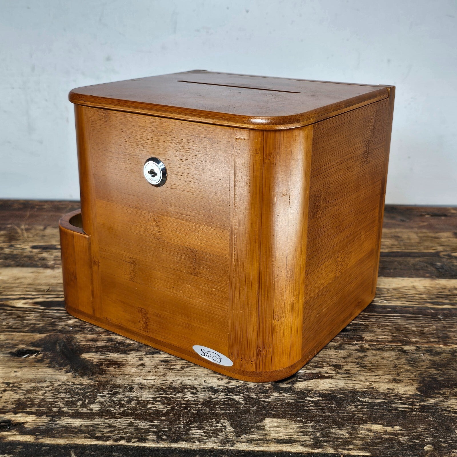 Bamboo Suggestion Box With Side Compartment 9.5"L x 8"H x 7.75"D
