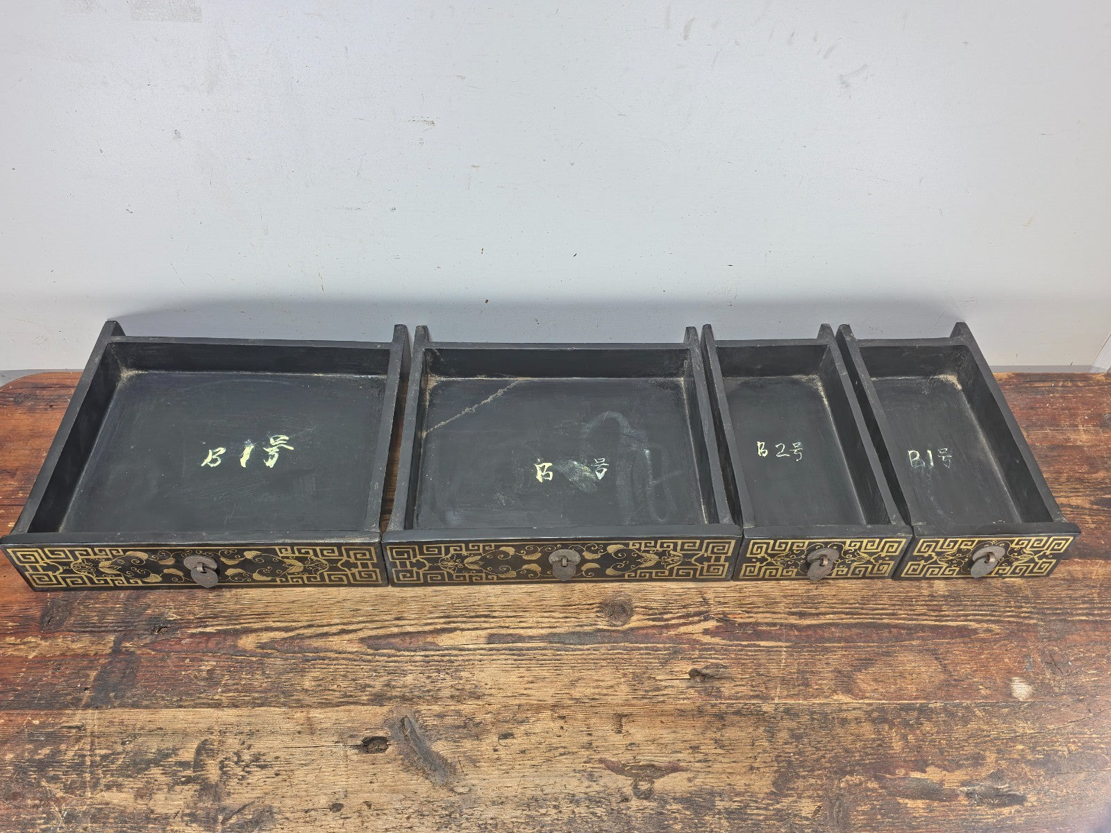 Chinese Antique Lacquer Box, Hundred Boys Motif, Drawers & Lift-Top 14.5"H