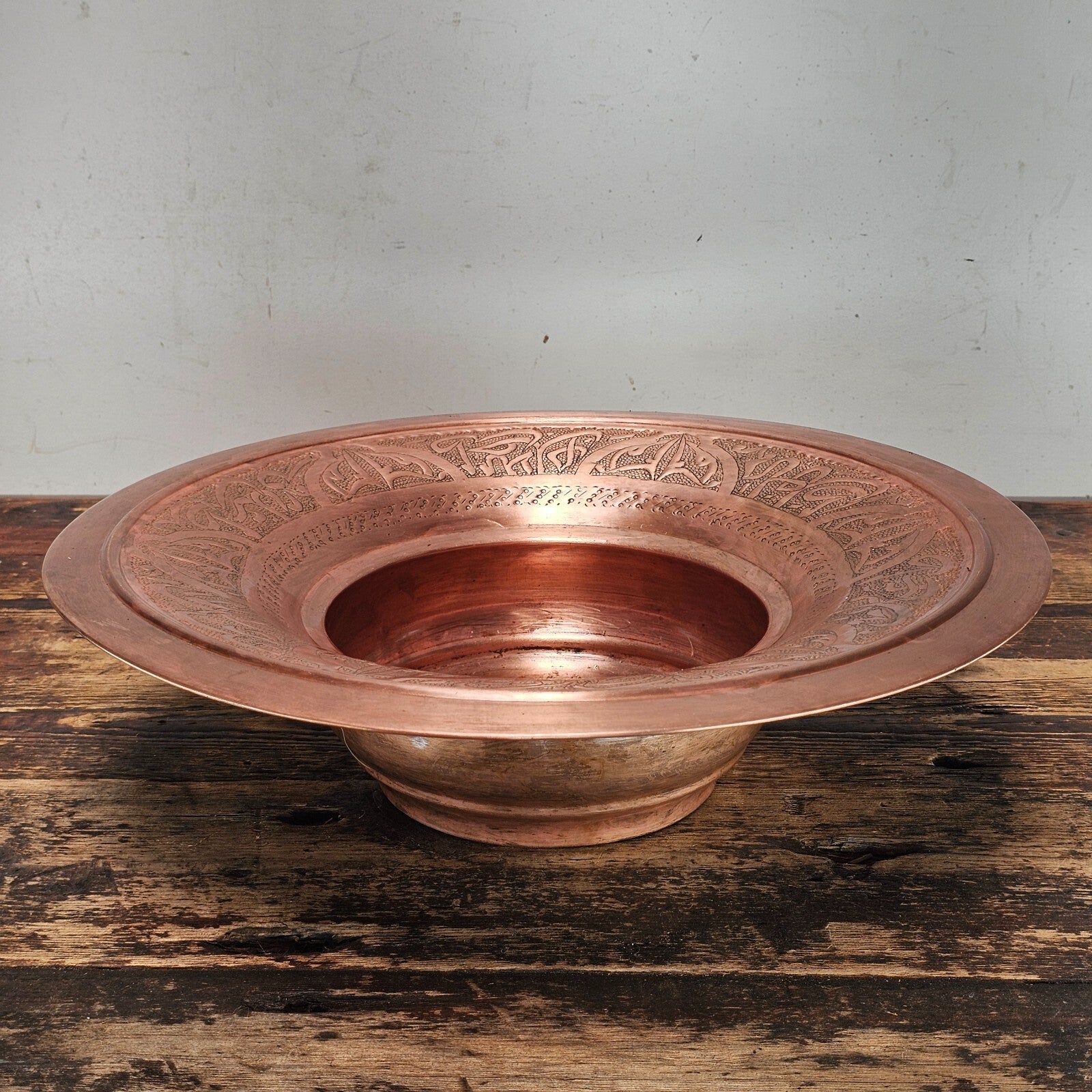Antique Islamic Indo-Persian Copper Ablution Basin | Decorative Ritual Vessel