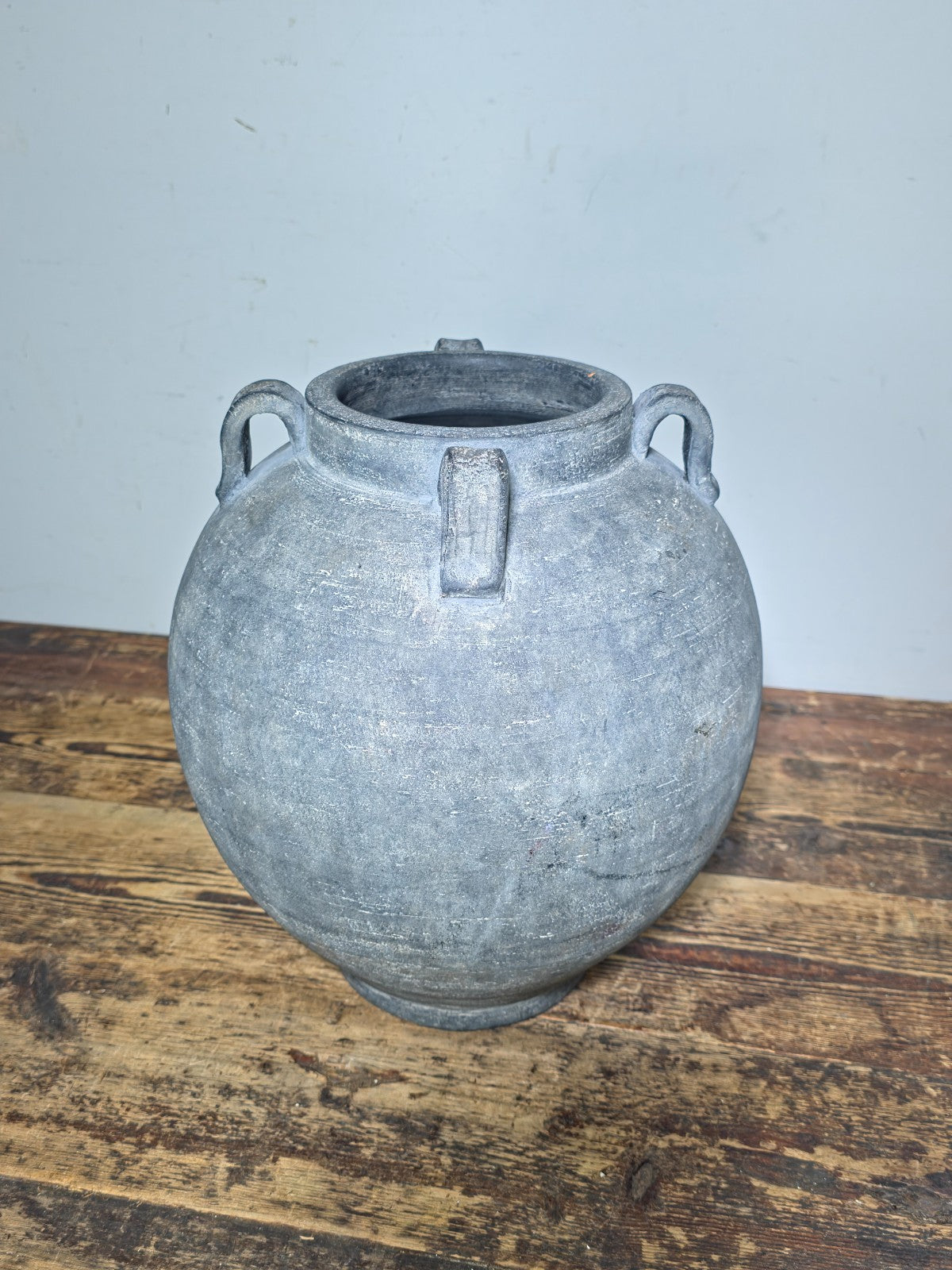 Large 13" Charcoal Terracotta Clay Pot – Amphora Style 4-Handle Garden Planter