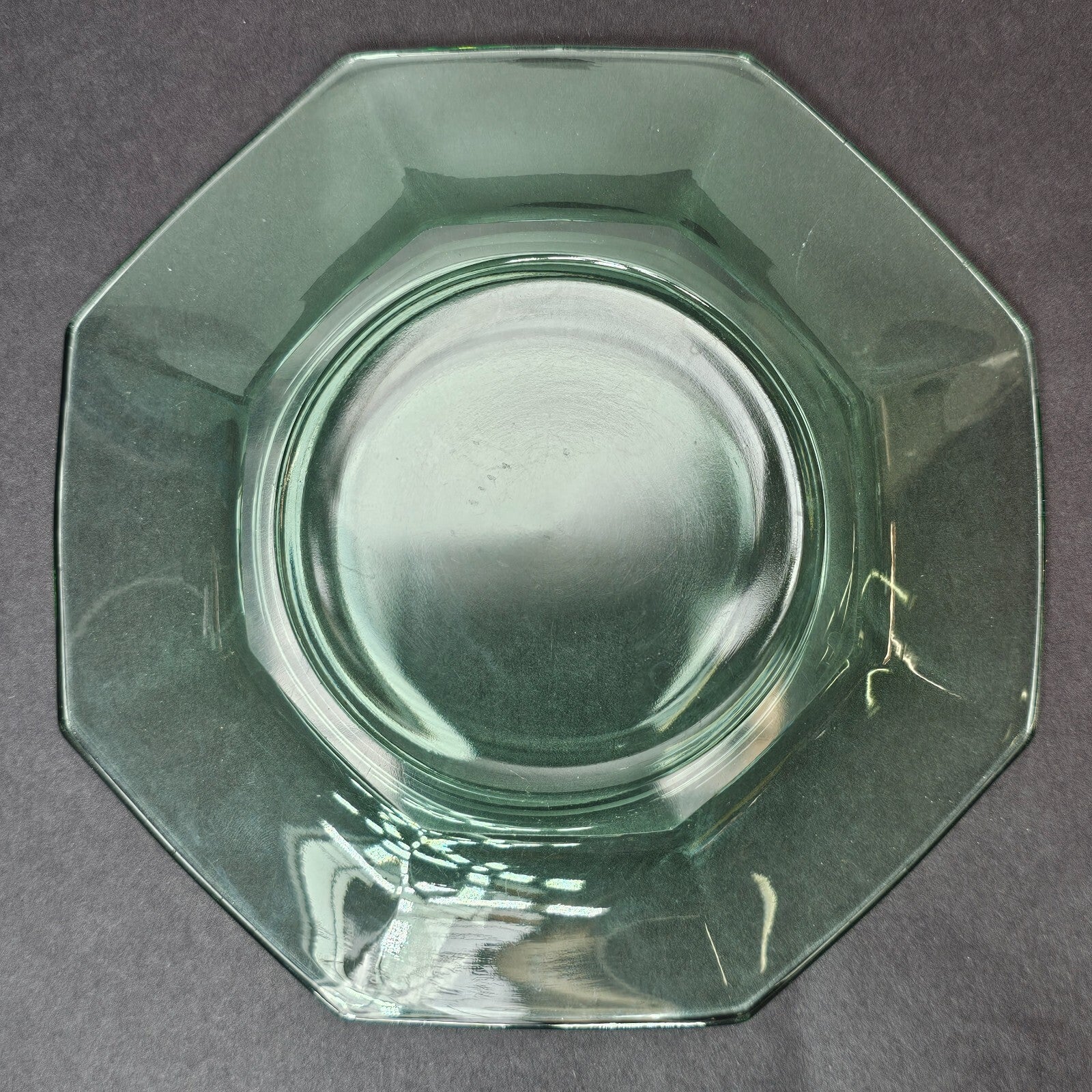 Set of 3 Heisey Ribbed Octagon Green Cup & Saucer + Dessert Plate Set (A)