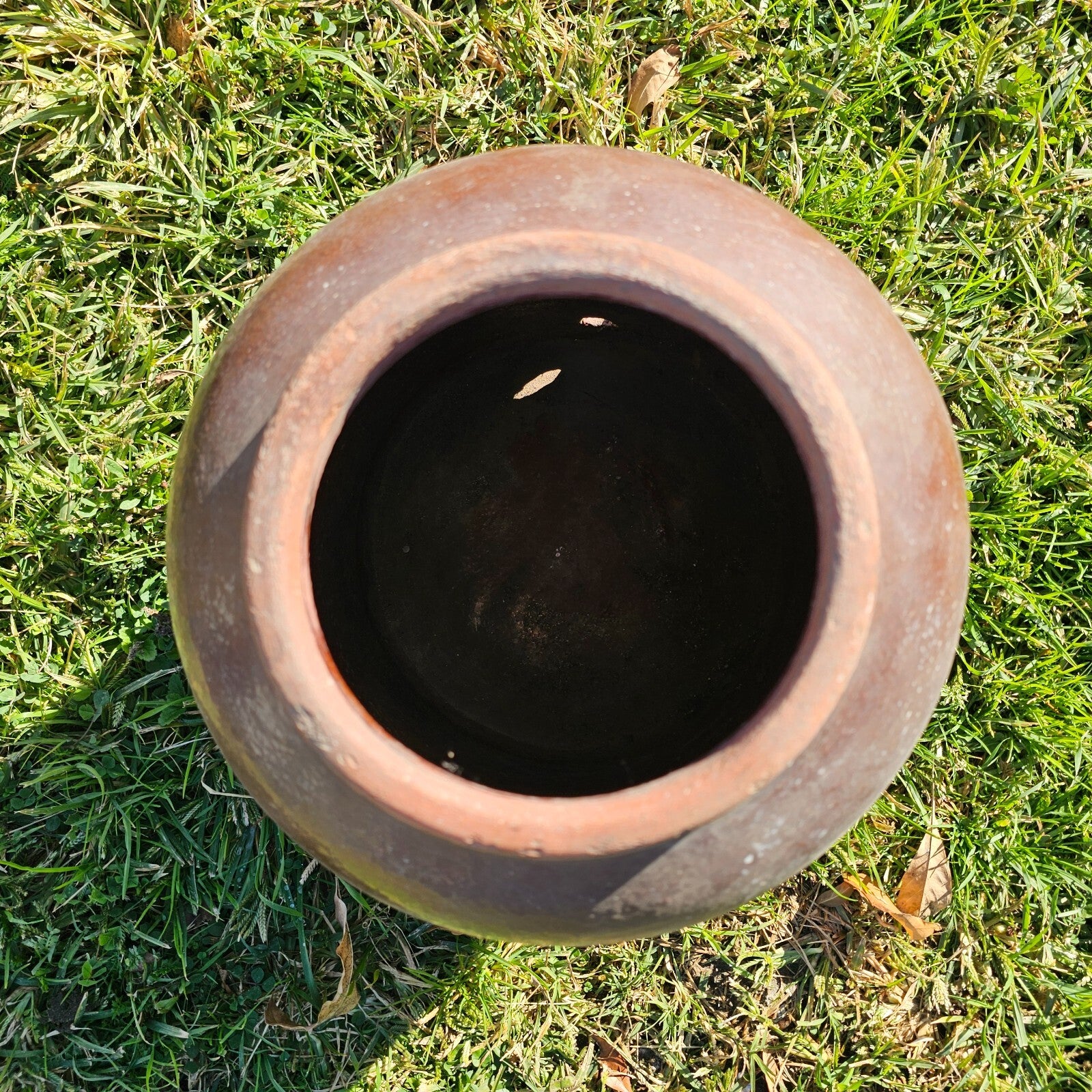 Rustic Clay Water Jug Flower Planter Pot Weathered 11" Dia x 13" H