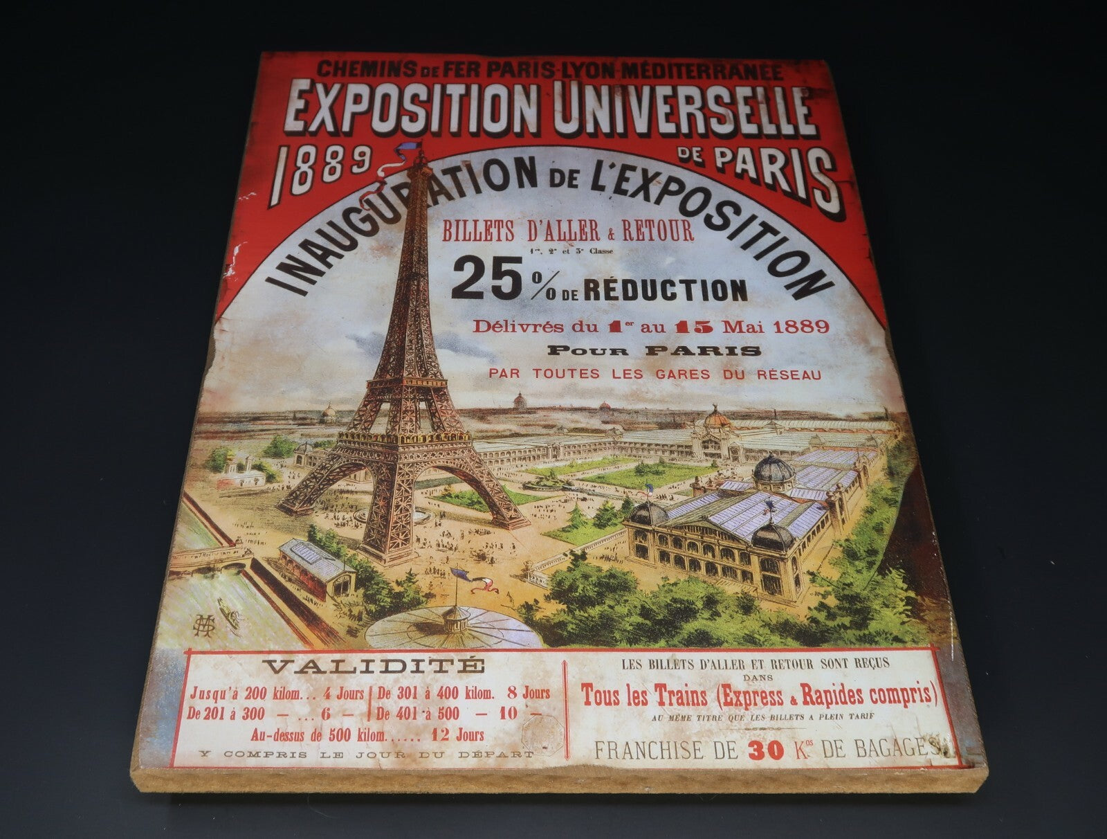 Exposition Universelle 1889 de Paris Shabby Chic Wall Art 12.5" x 9.5"