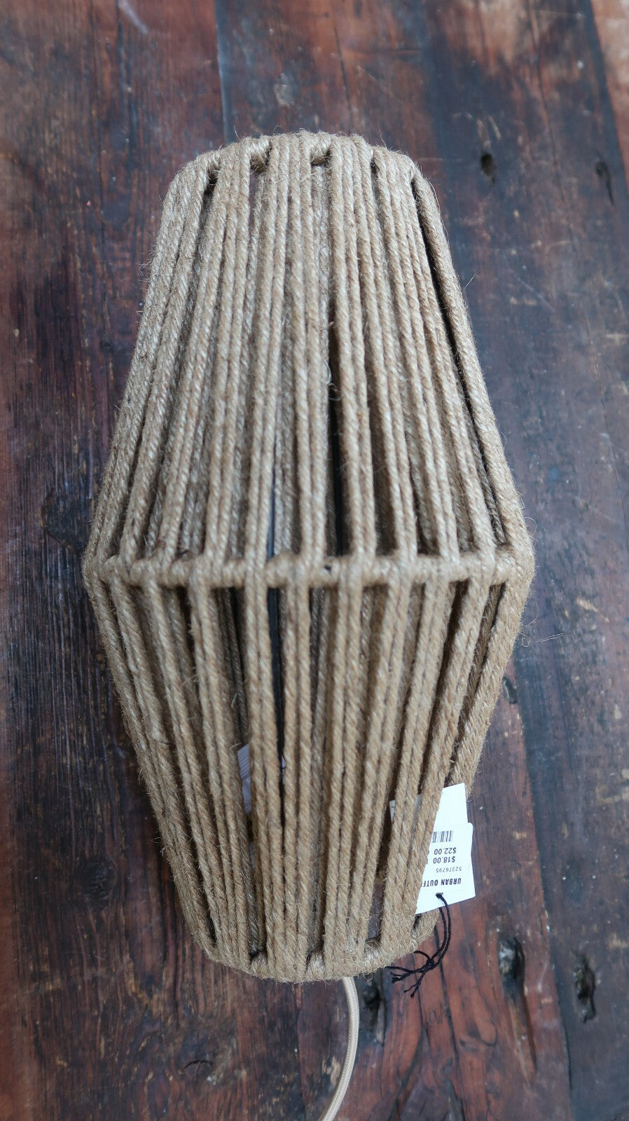 Urban Outfitter Hemp Rope Pendant Lamp 7.5" x 7.5" x H12"