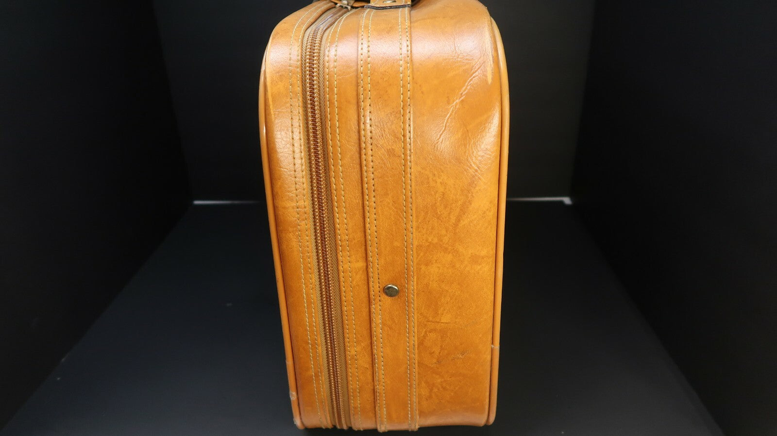 Vintage Faux Leather Luggage Travel Bag Khaki 22" x 14" x 6.5"