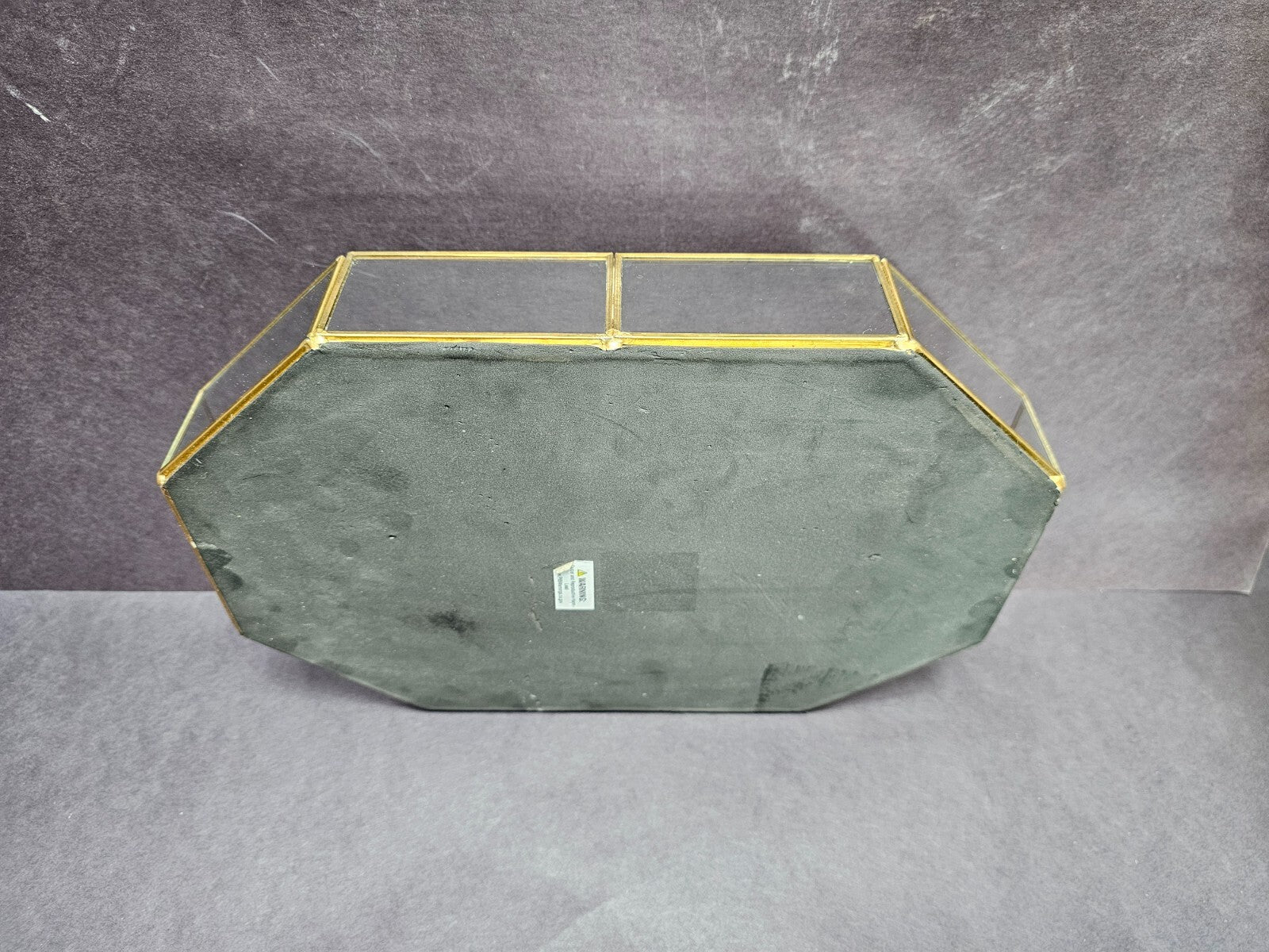 Decorative Brass Glass Jewelry Tray 12.5" L x 8.5" W x 2" H
