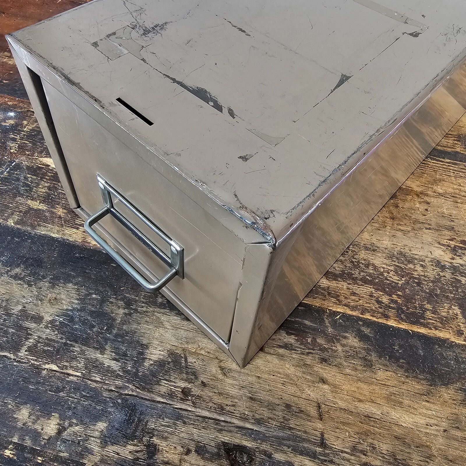 Vintage Metal Lit-Ning Card File Drawer