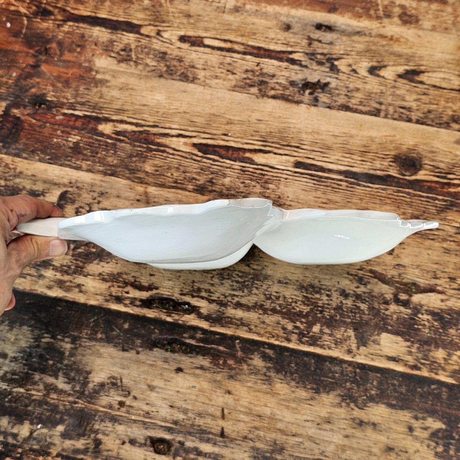 Vintage Italian Hand-Painted Ceramic Leaf Serving Dish