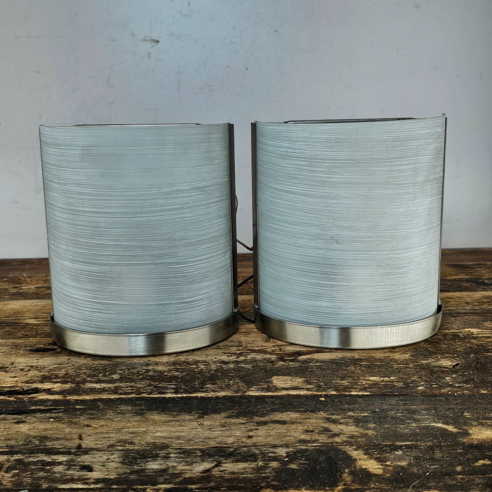 Set of 2 Brushed Nickel Vanity Light Wall Sconce With Textured Glass