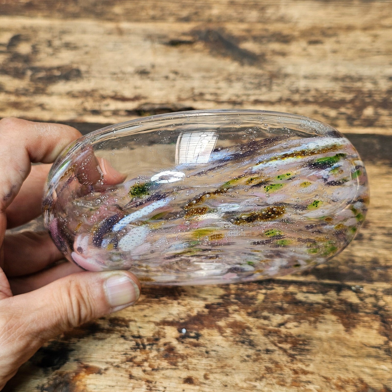 Vintage 1989 Signed Norwegian Art Glass Bowl by O. J. Karlengen