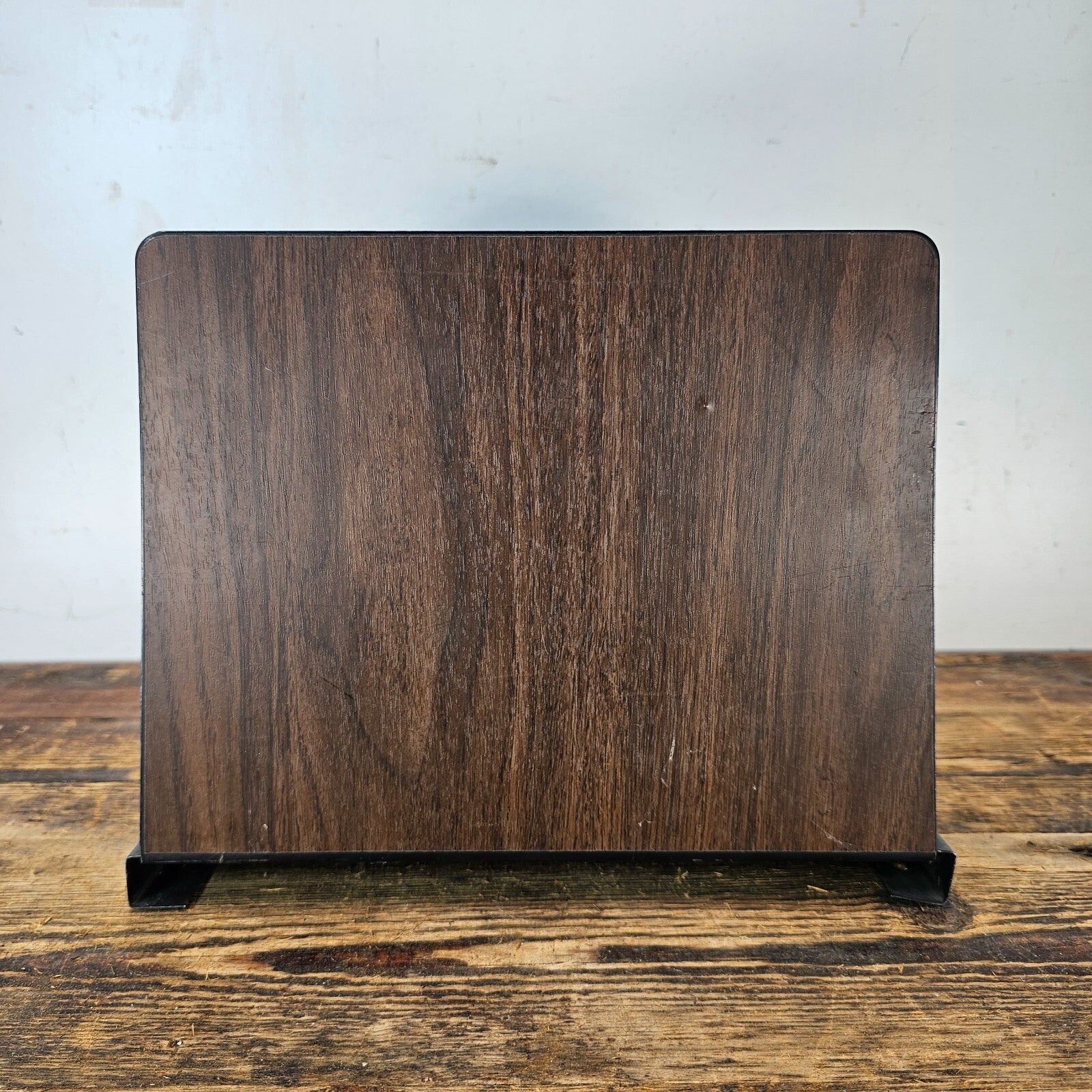 Vintage 6 Compartment Desktop File Organizer with Wood Grain Finish