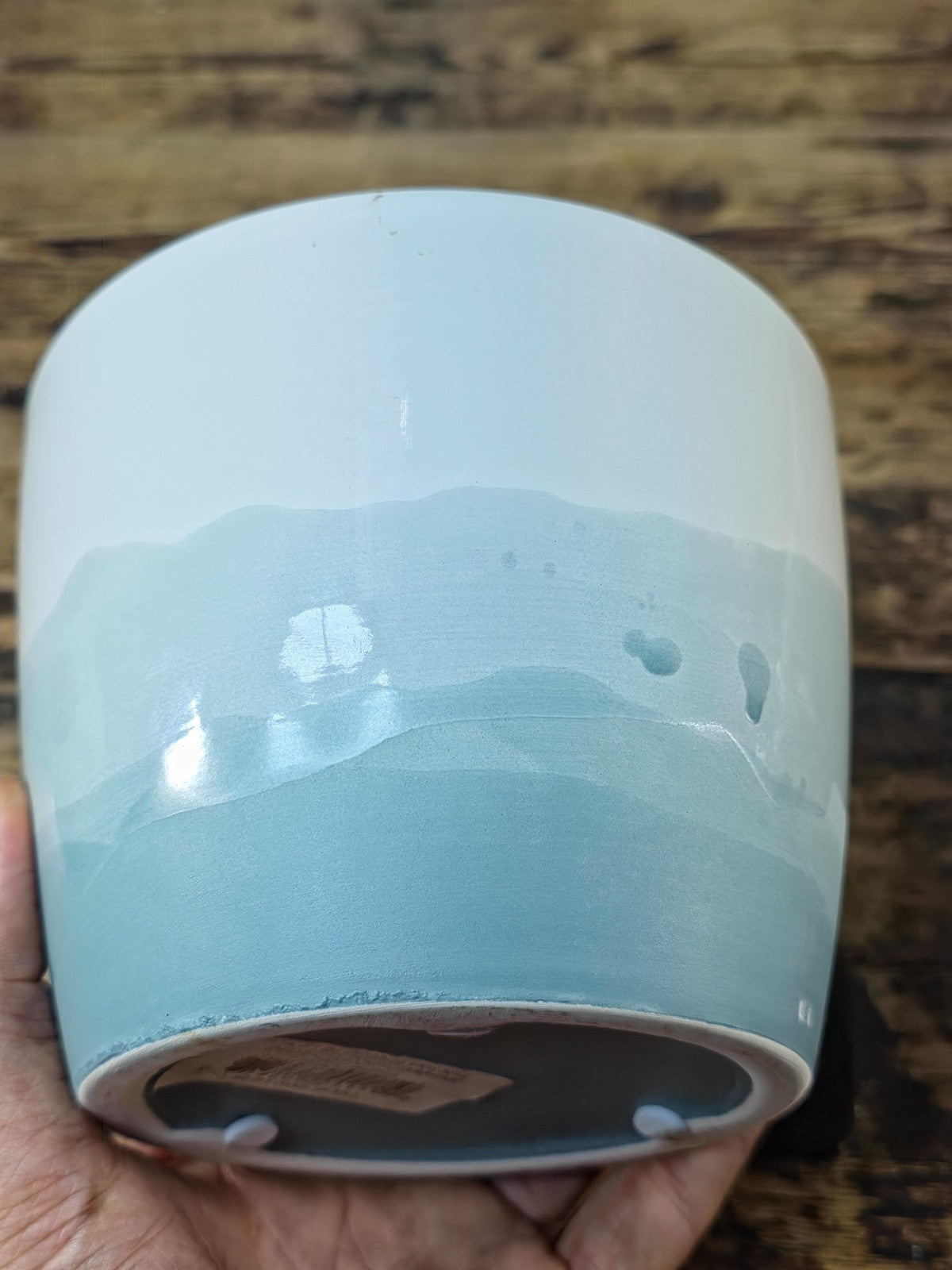 White to Blue Gray Gradient Ceramic Planter 5.25" — Modern Ombre Pot