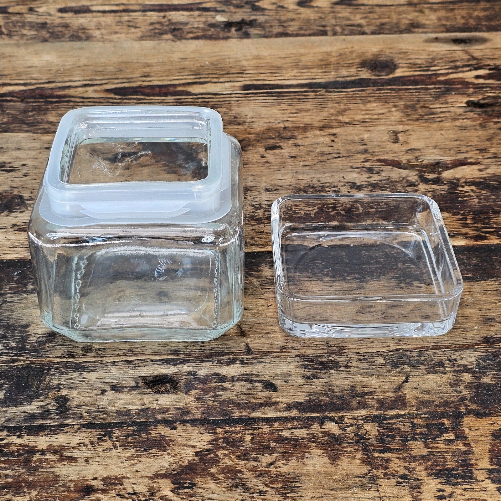 Vintage American-Made Square Glass Canister / Kitchen Storage Jar with Seal