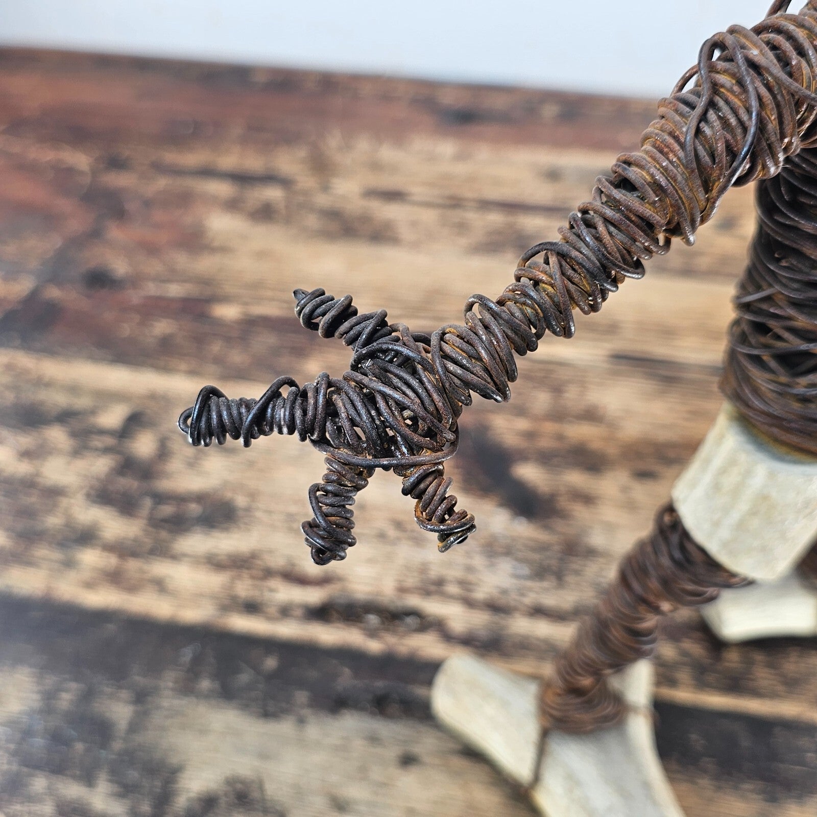 Brutalist Wire & Bone Figural Sculpture 13"H