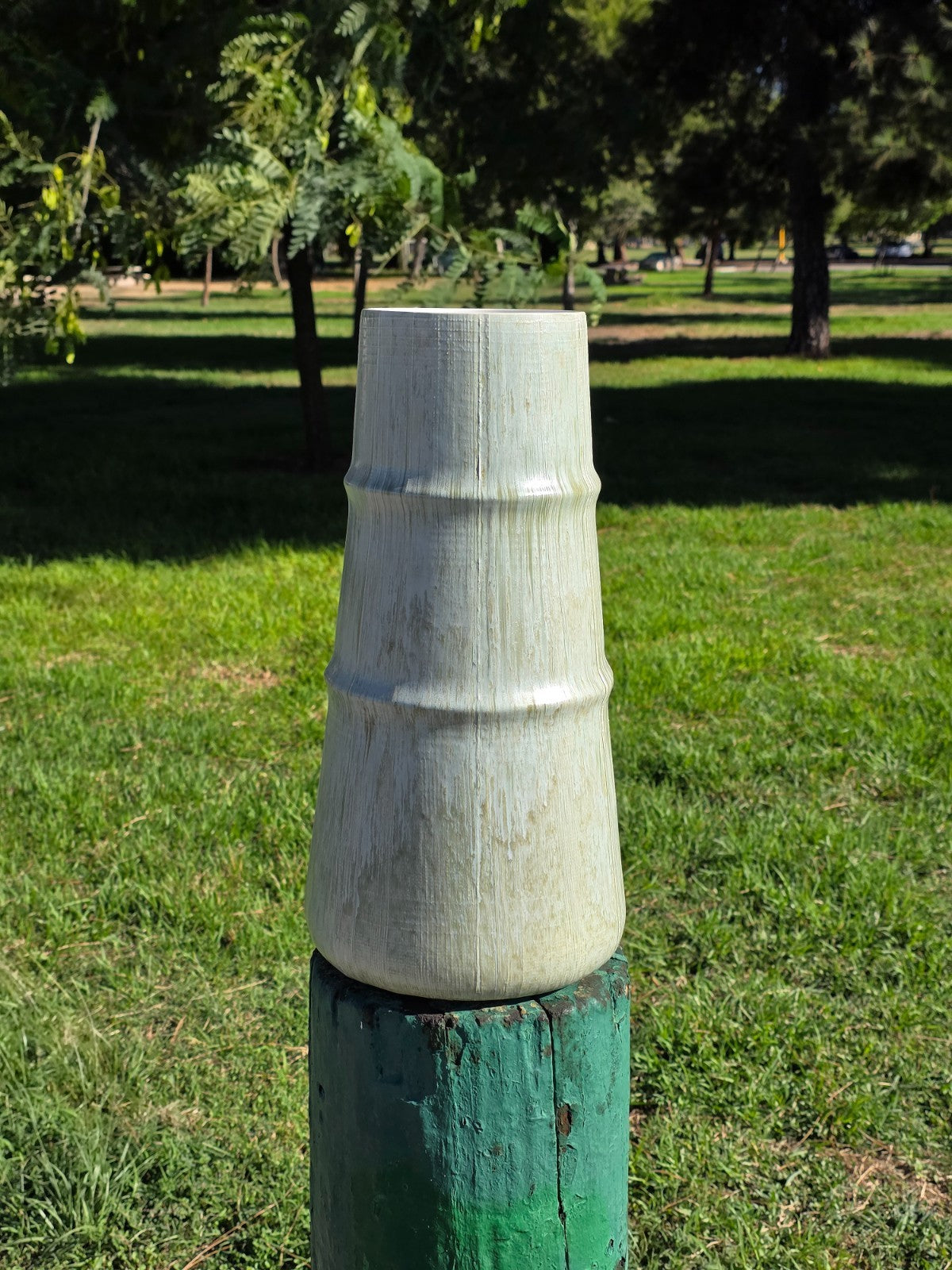 Studio A Portugal Bamboo-Texture Ceramic Floor Vase, 17.5"H
