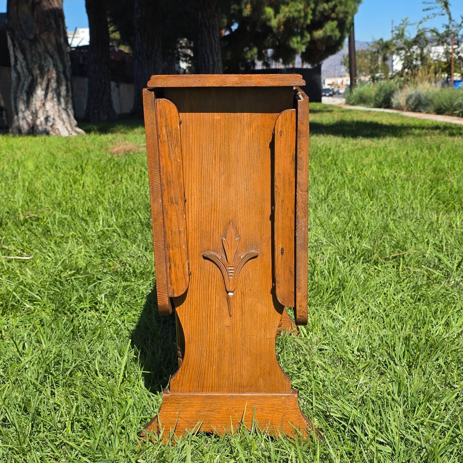 Arts & Crafts / Mission Style Drop Leaf Table Solid Pine & Oak Hand Carved c1930