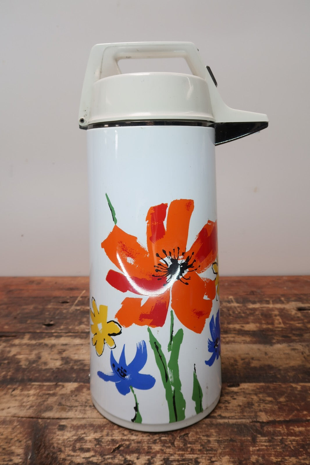 Vintage Everest Vacuum Airpot Thermos Coffee Hot Water Floral 0.5 Gal Japan