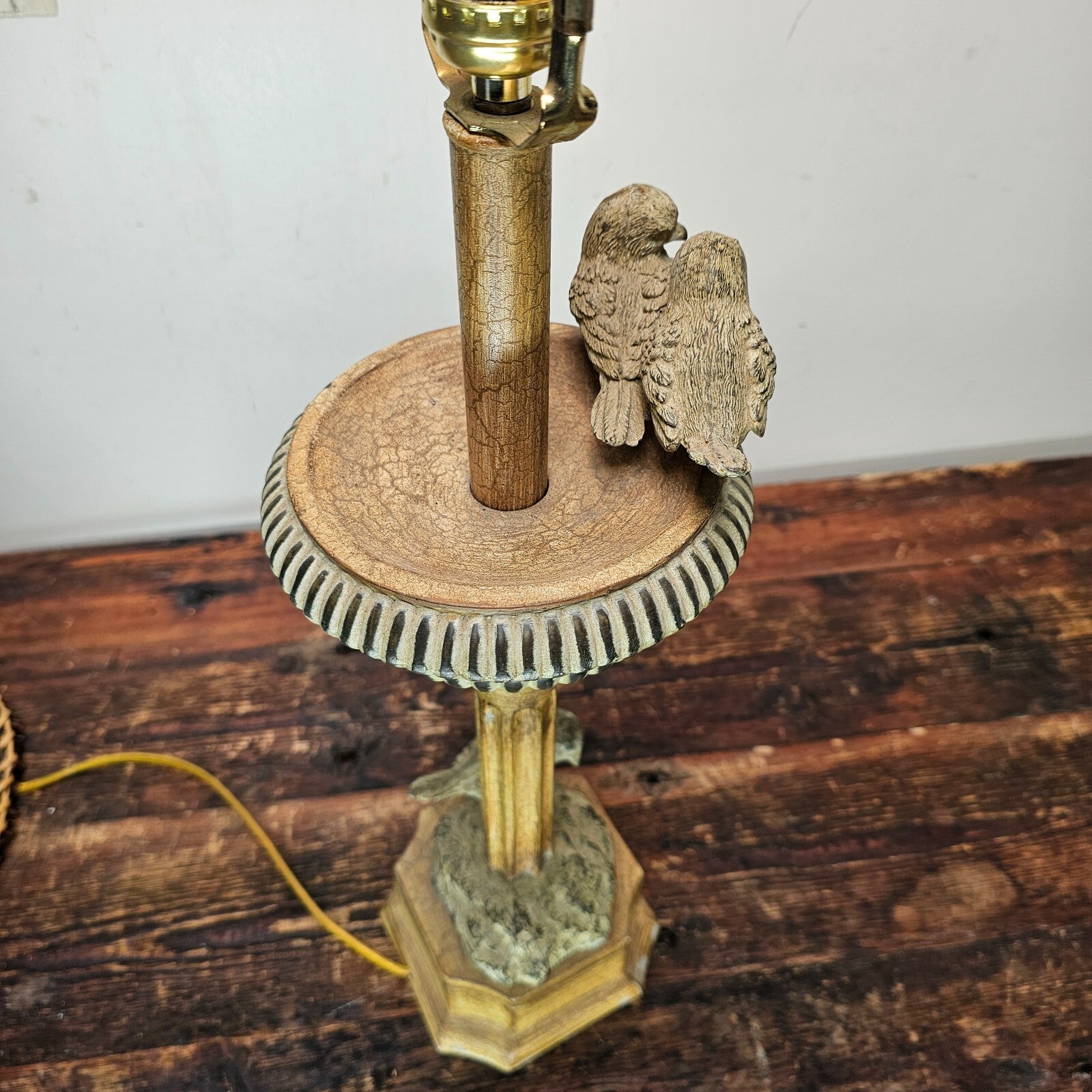 Birds Gathering Tall Lamp With Woven Twig Shade 28.5" H