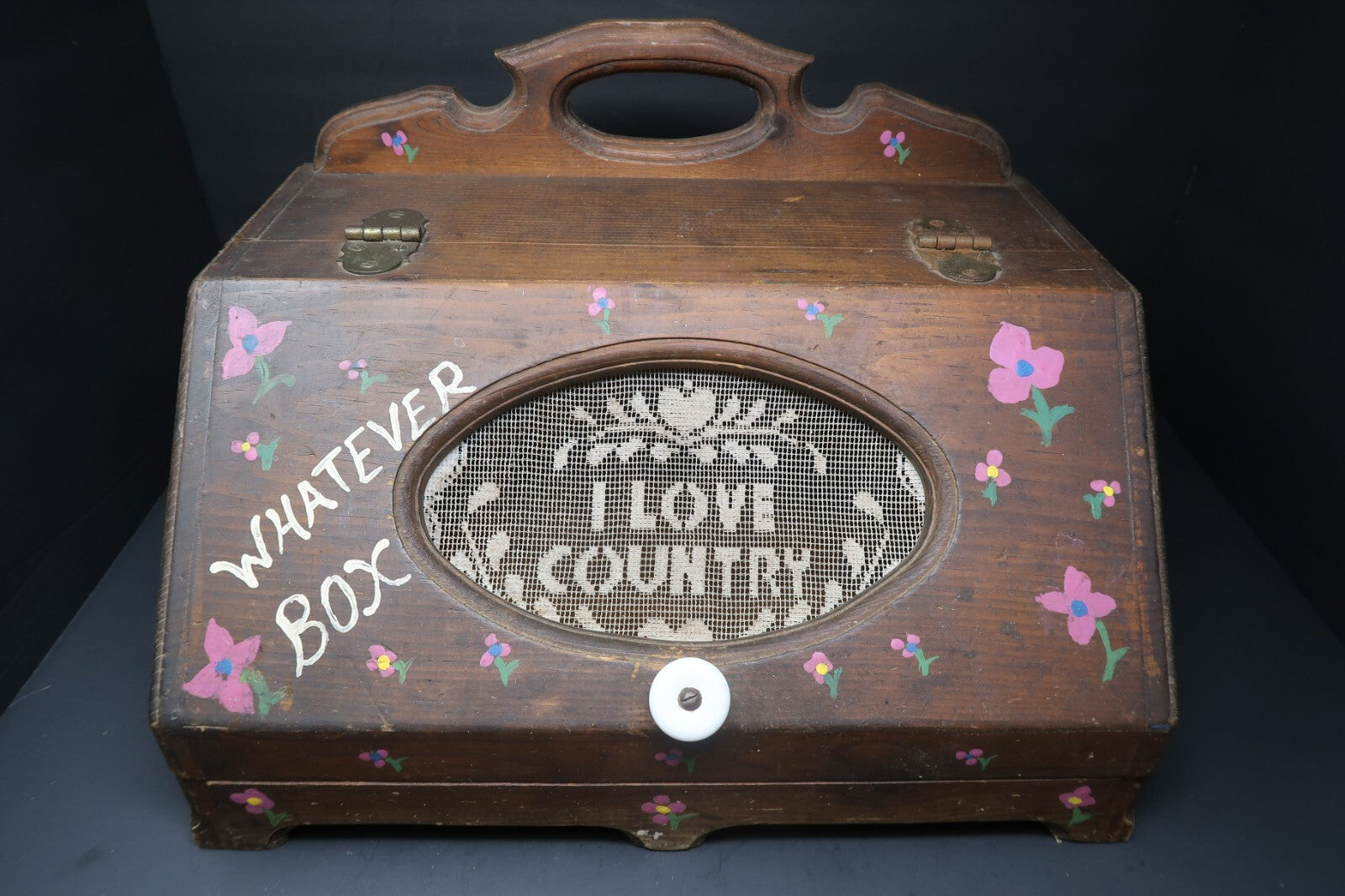 Vintage Wood Bread Box Rustic Wooden Box Farmhouse 16” X 11” X H 11.5”