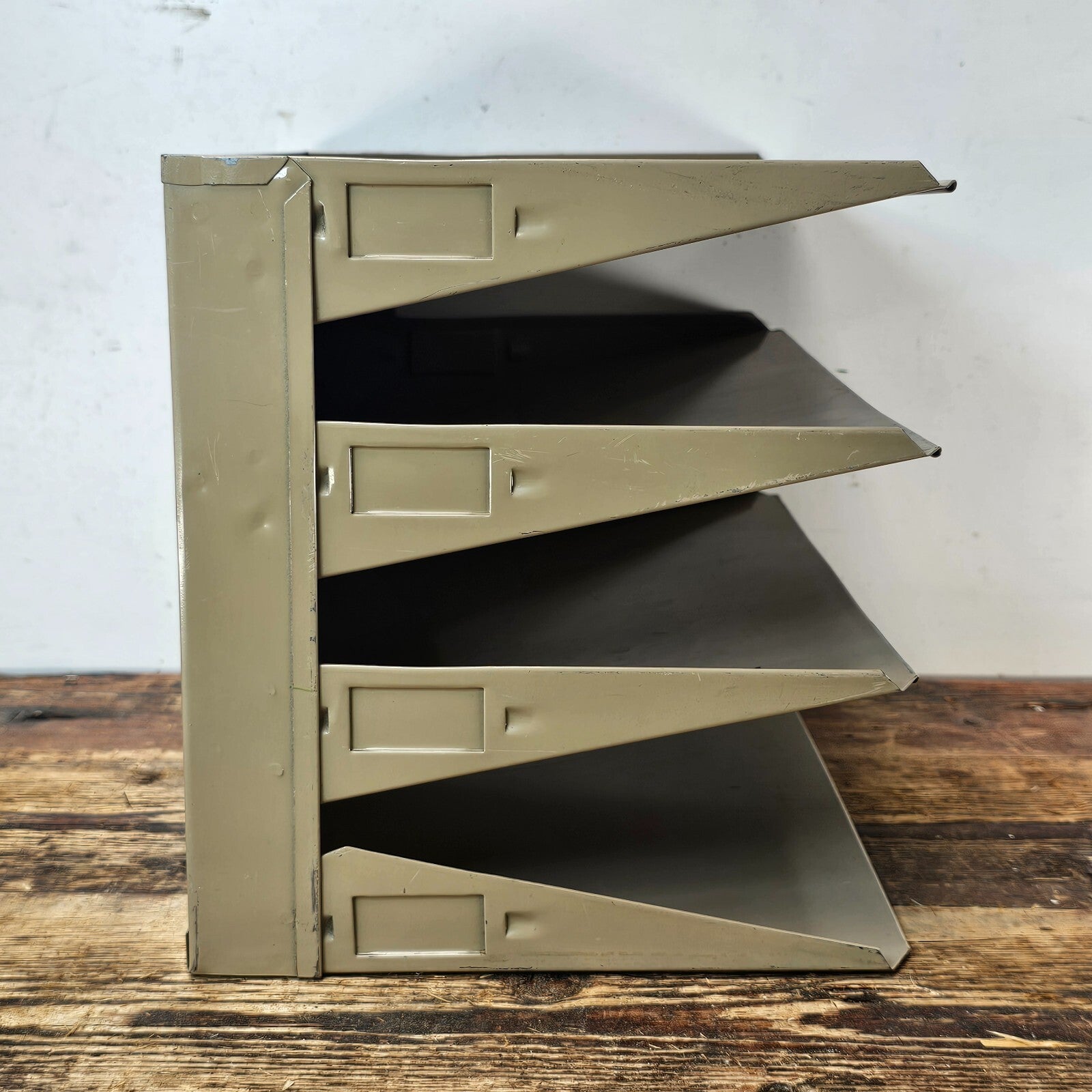 Vintage 4-Tier Wall-Mounted / Desktop Steel File Organizer