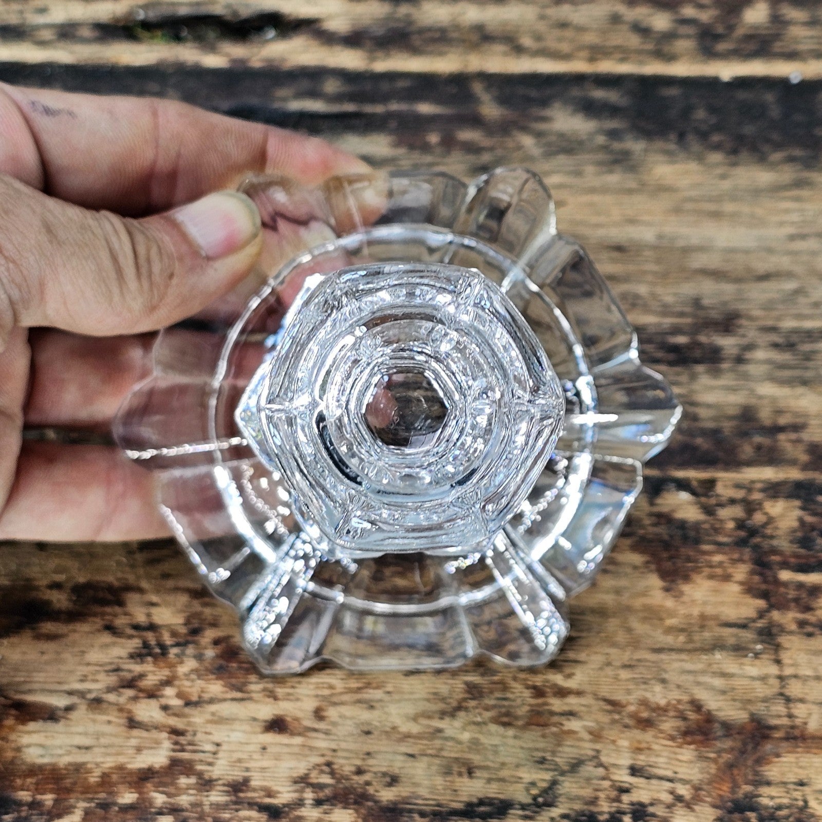 Vintage Geometric Crystal Glass Candlestick Holder