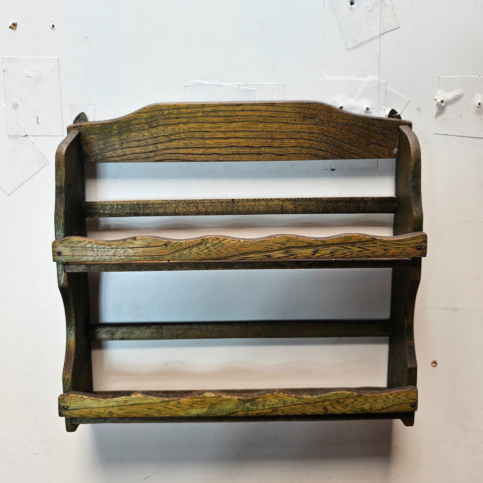 Vintage Small Wood Wall Hanging Spice Rack 11" L x 10" H x 2" D