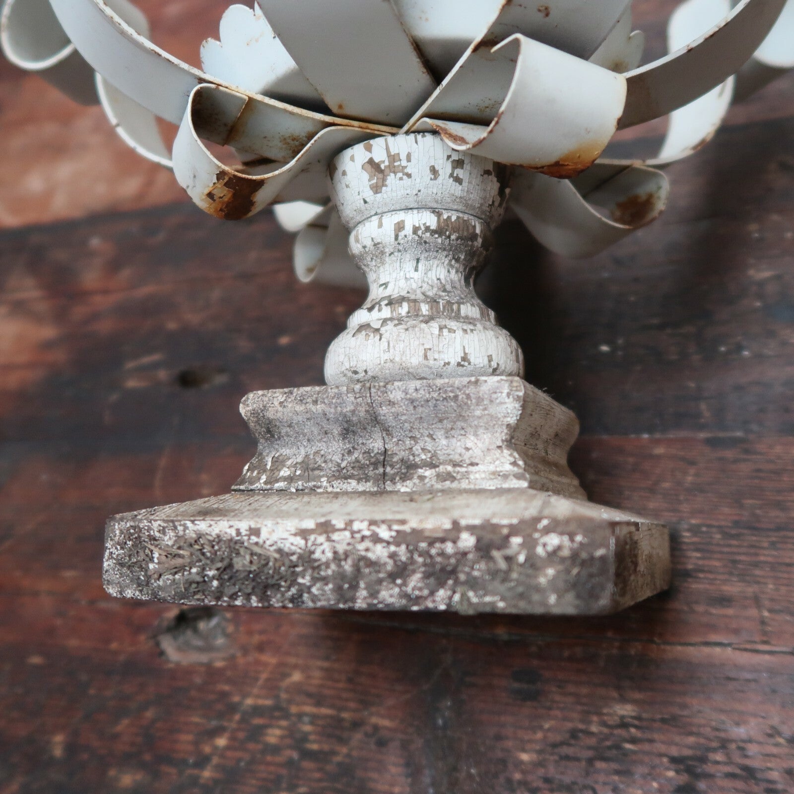 Vintage Candle Holder Planter Shabby Chic White 10" x 10" x H9"